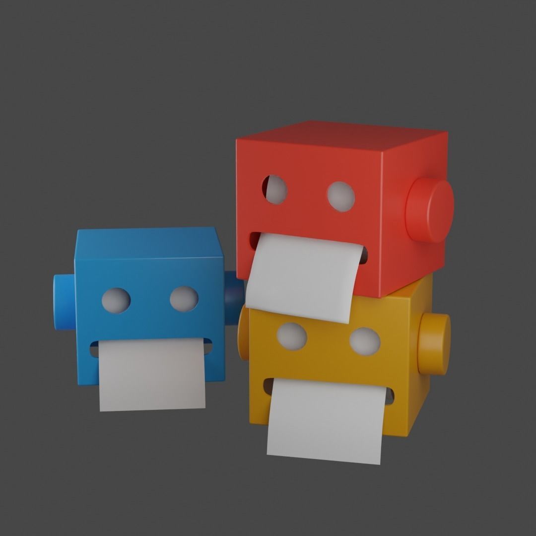 toilet paper holder robot 3D print model_1