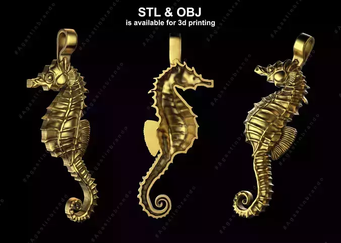 Sea horse 3D pendant