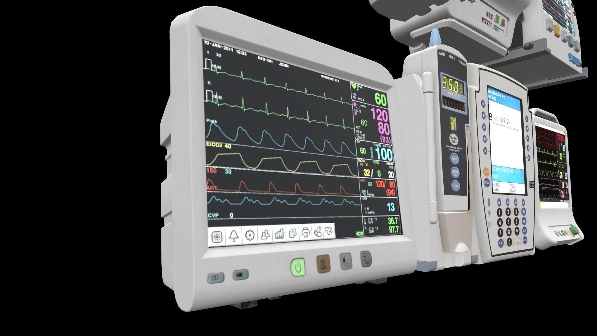 7 Hospital Screens Low-poly 3D model_8