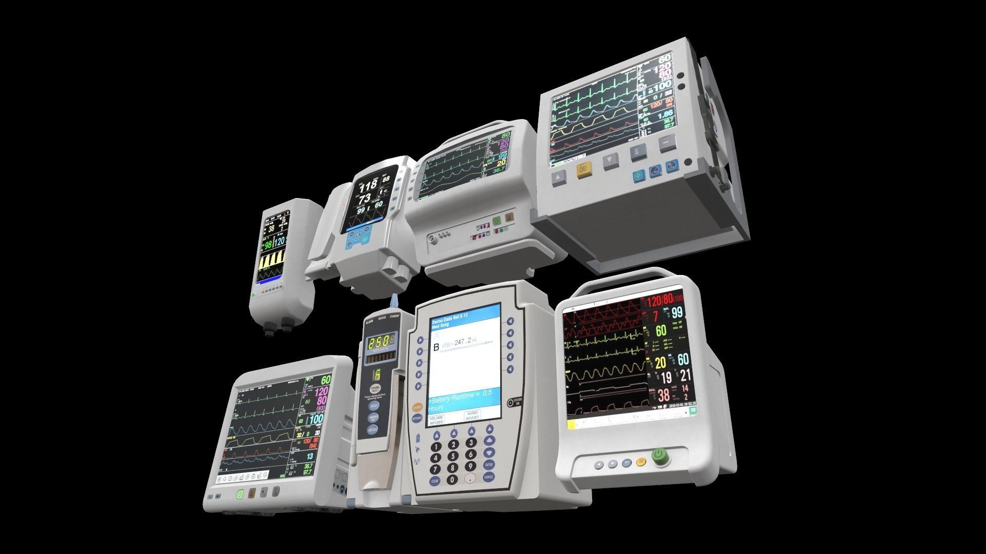 7 Hospital Screens Low-poly 3D model_10