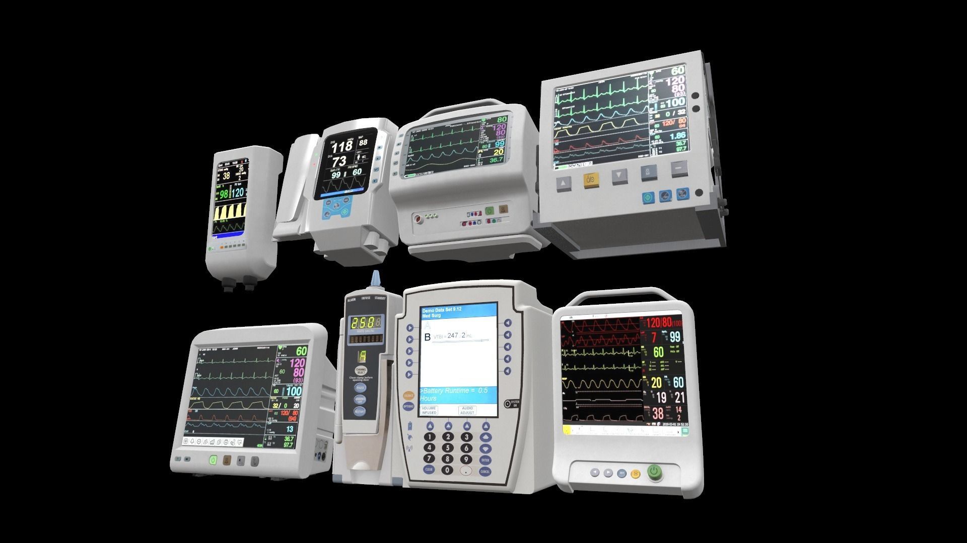7 Hospital Screens Low-poly 3D model_2