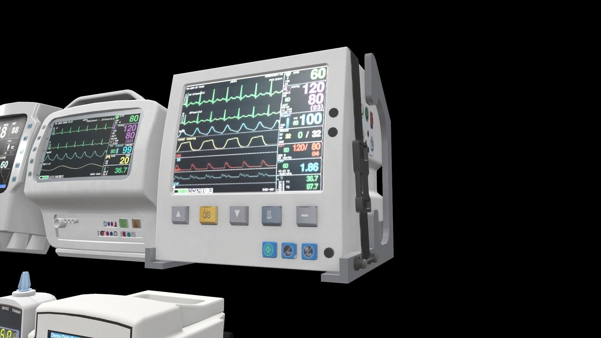 7 Hospital Screens Low-poly 3D model_4