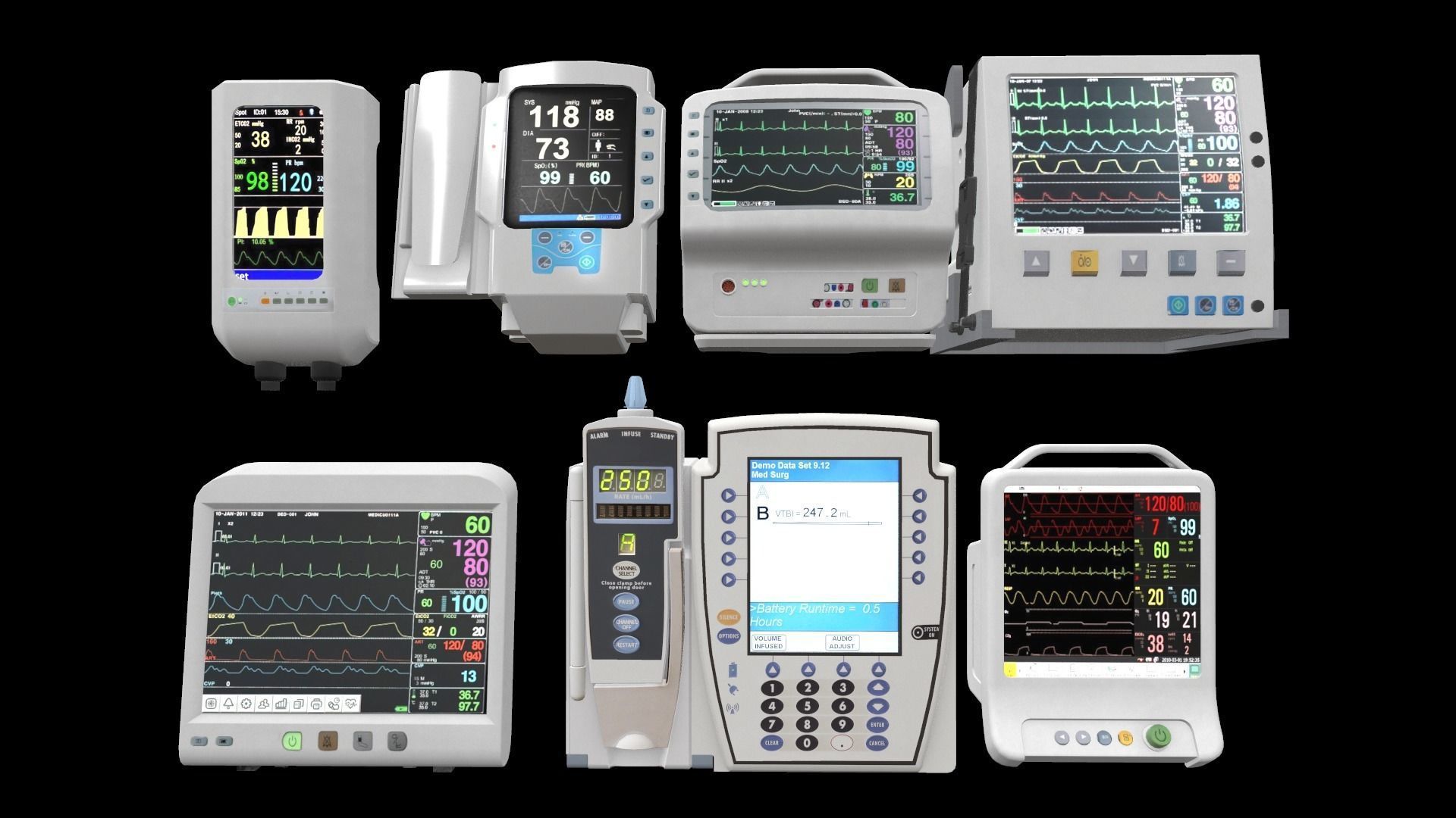 7 Hospital Screens Low-poly 3D model_9