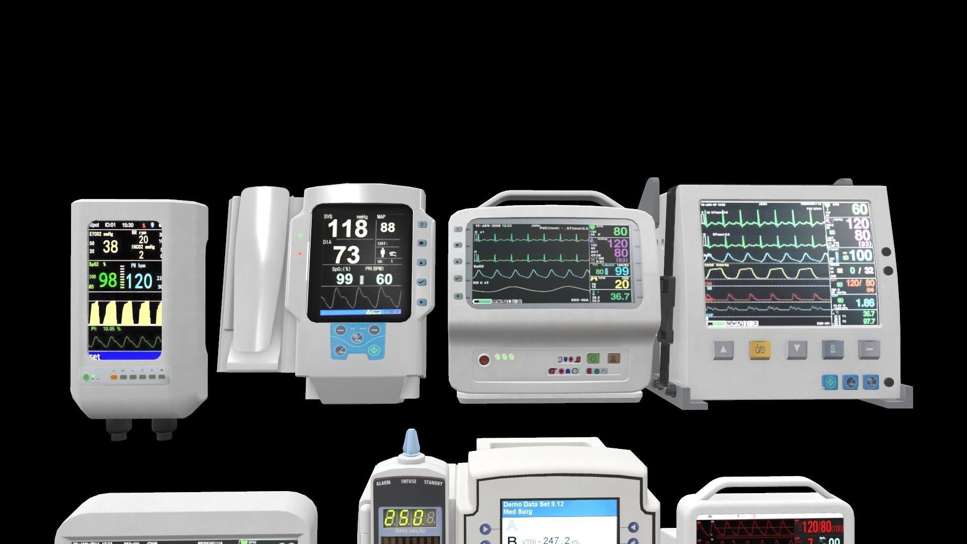 7 Hospital Screens Low-poly 3D model_14