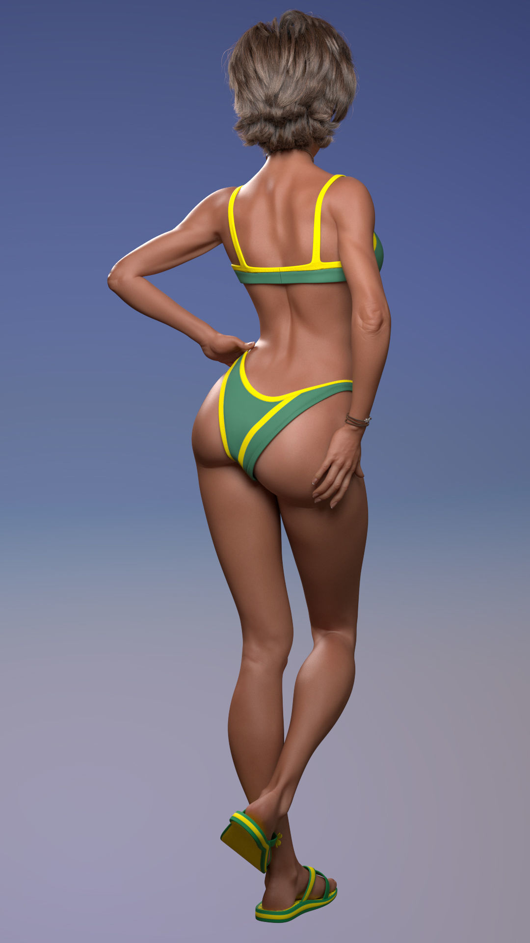 Cinematic female character Women Rigged in maya Low-poly 3D model_28