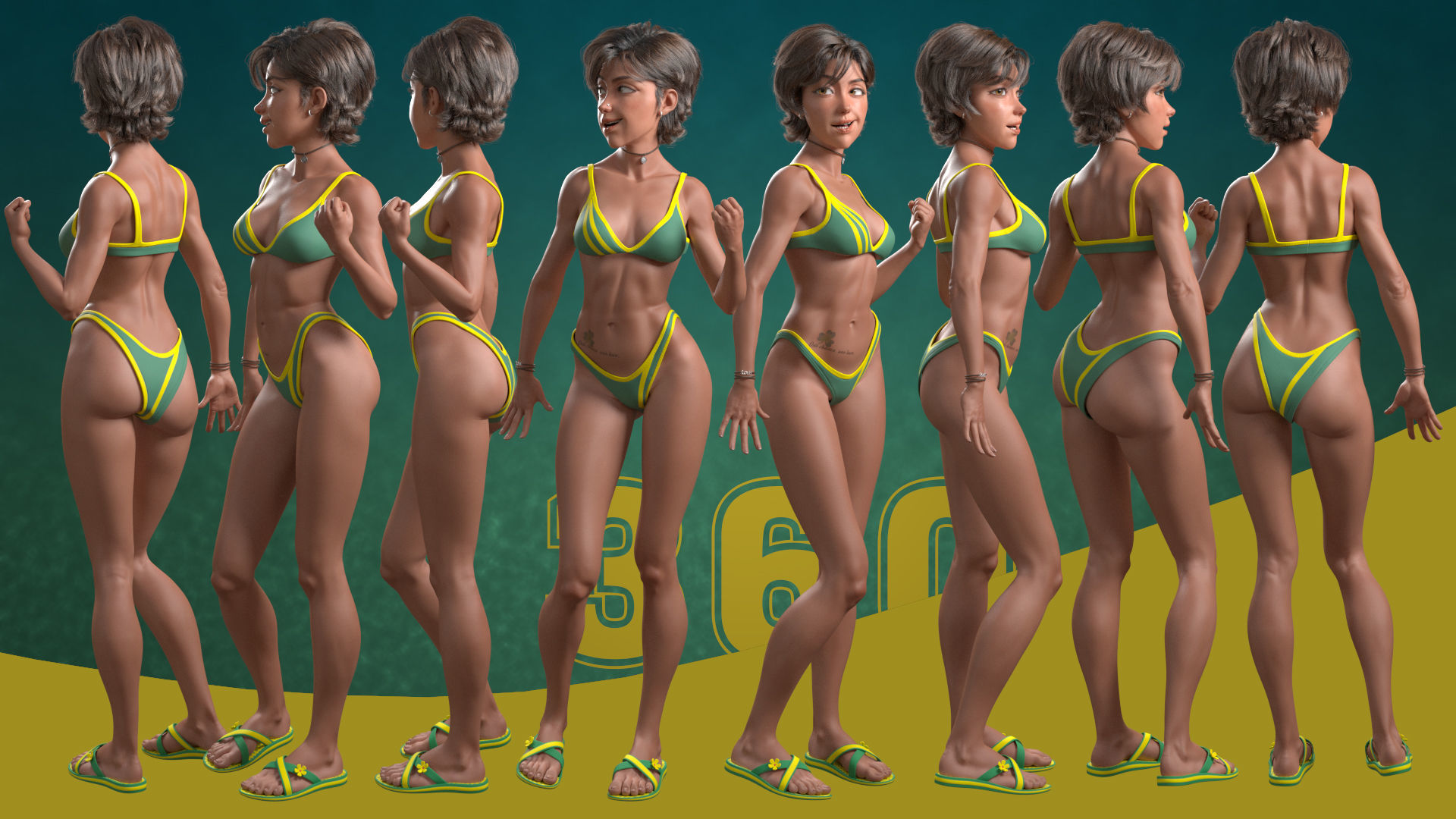 Cinematic female character Women Rigged in maya Low-poly 3D model_38