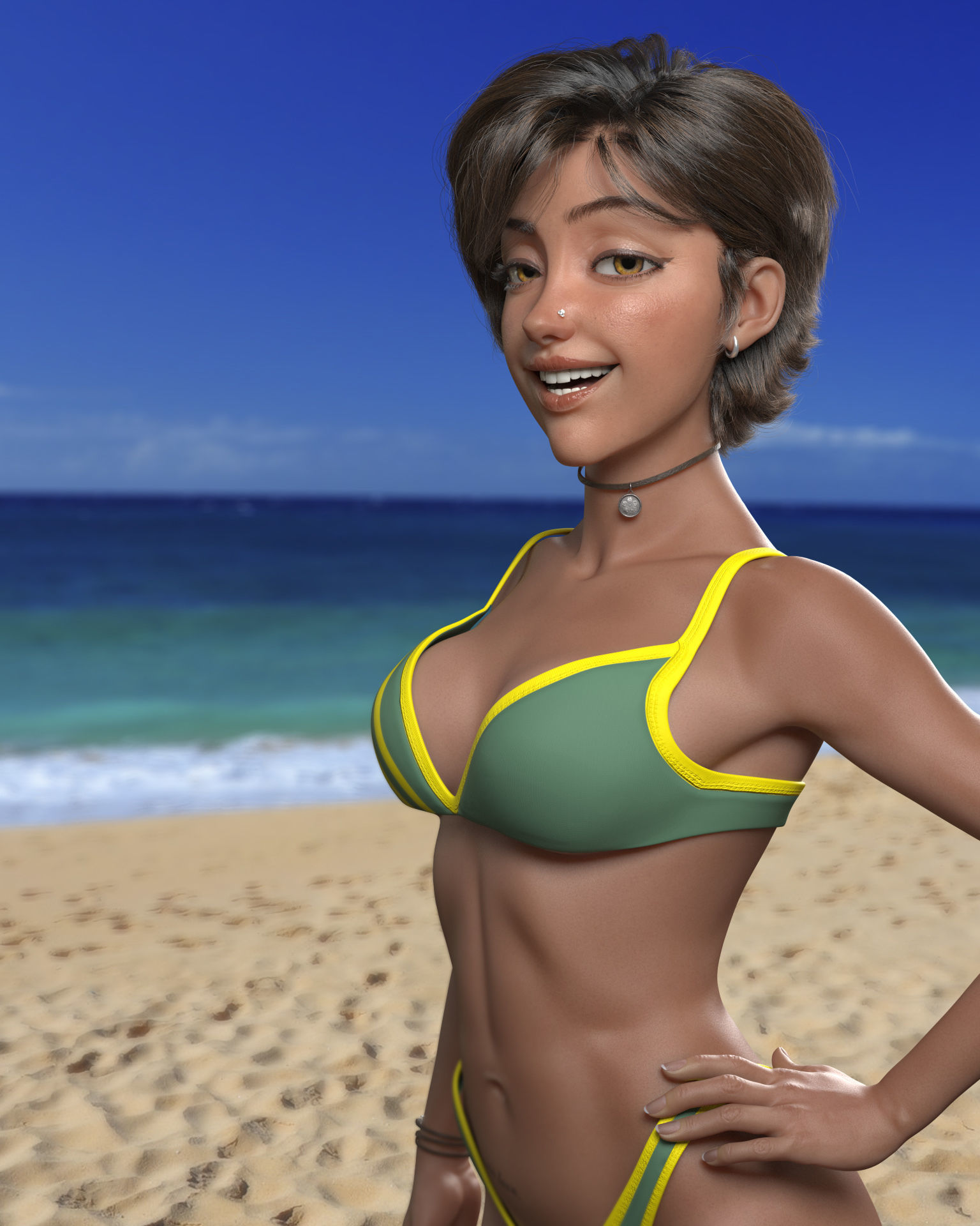 Cinematic female character Women Rigged in maya Low-poly 3D model_23