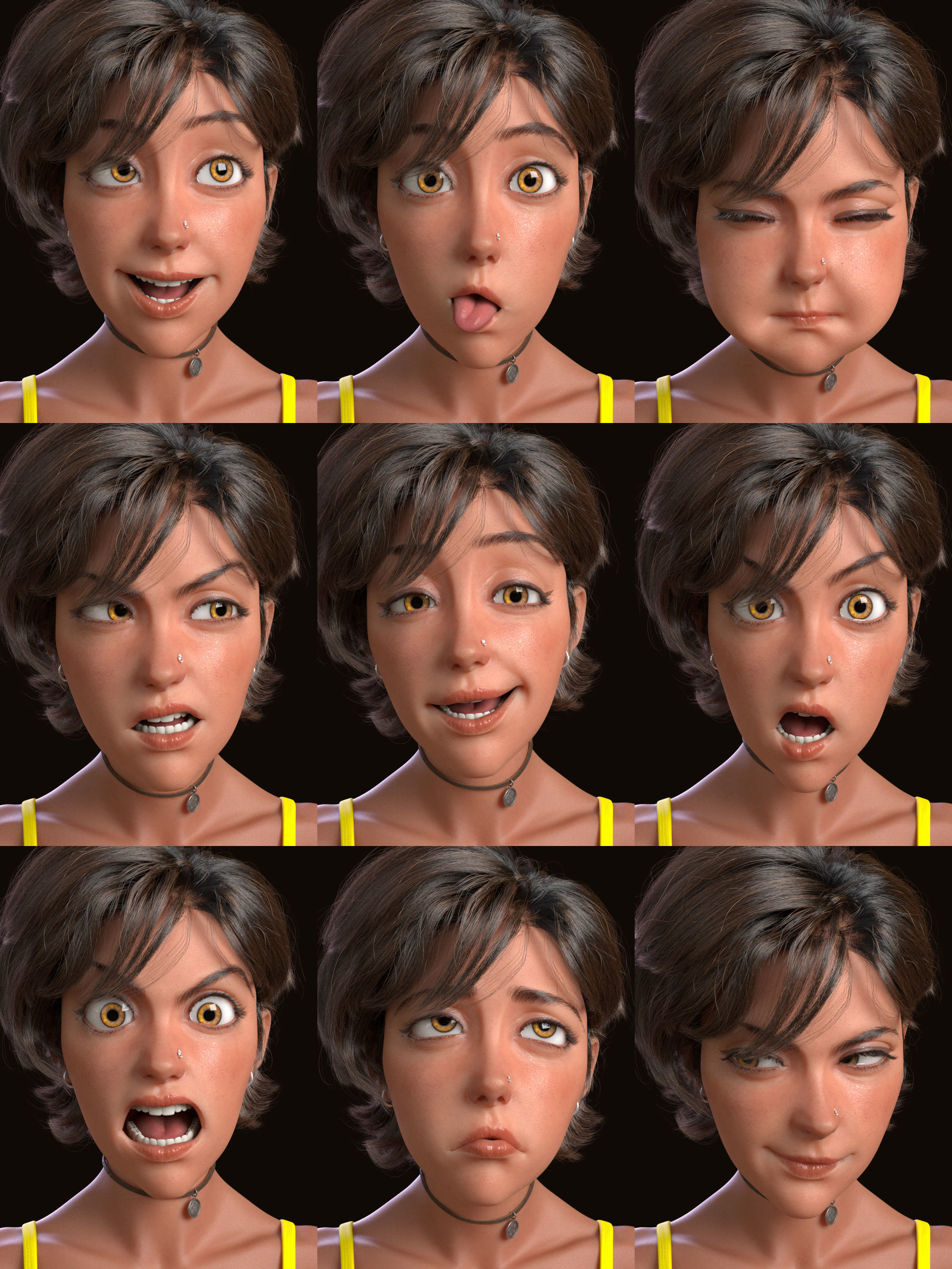 Cinematic female character Women Rigged in maya Low-poly 3D model_3