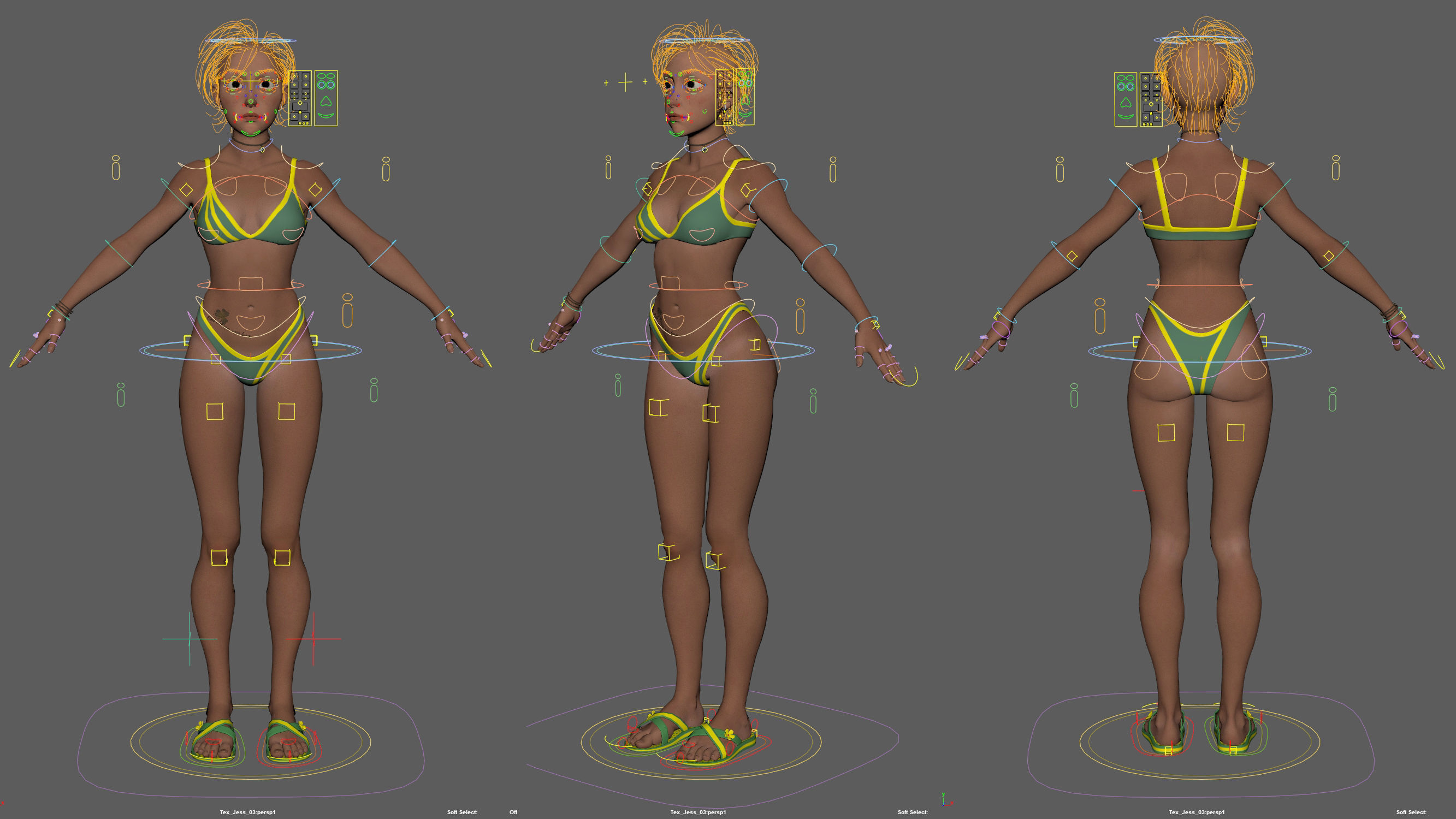 Cinematic female character Women Rigged in maya Low-poly 3D model_43