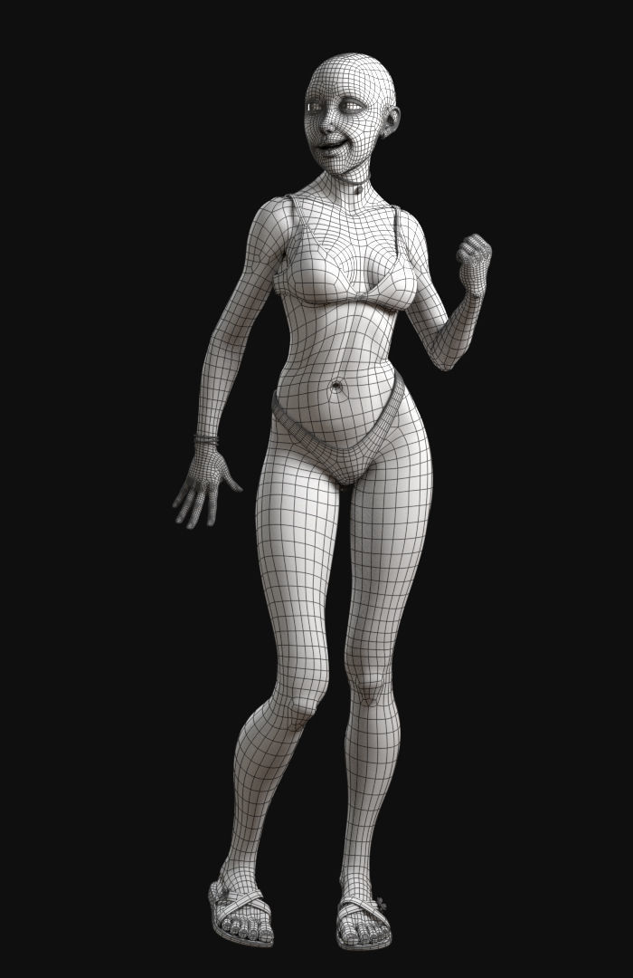 Cinematic female character Women Rigged in maya Low-poly 3D model_49