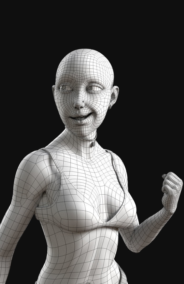 Cinematic female character Women Rigged in maya Low-poly 3D model_48