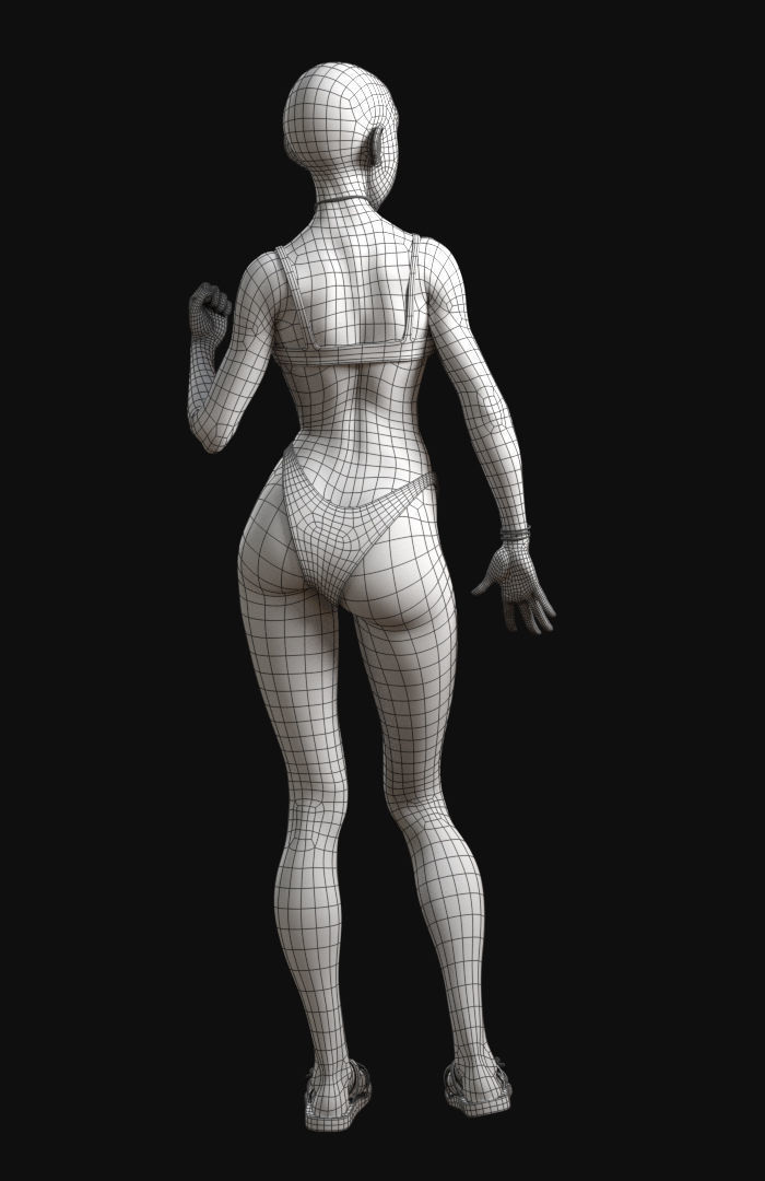 Cinematic female character Women Rigged in maya Low-poly 3D model_50