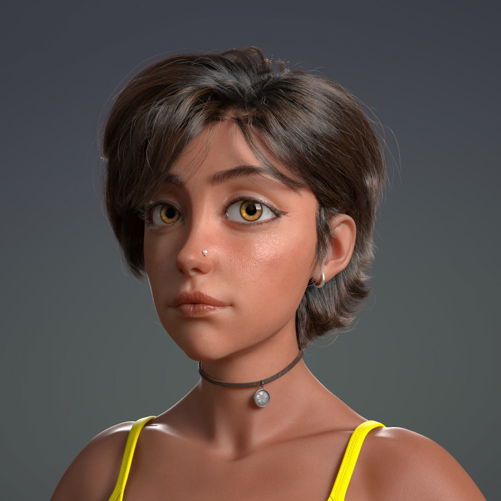 Cinematic female character Women Rigged in maya Low-poly 3D model_36