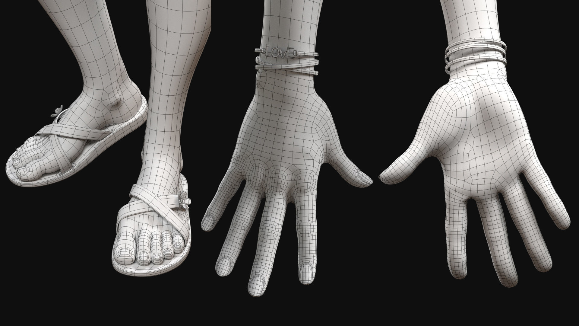 Cinematic female character Women Rigged in maya Low-poly 3D model_56