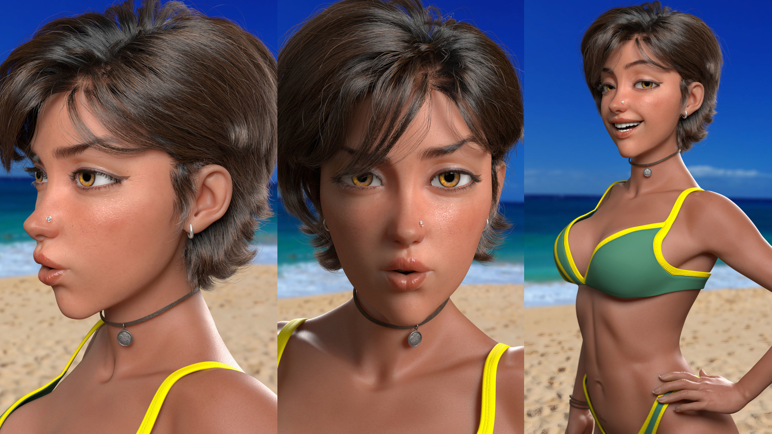 Cinematic female character Women Rigged in maya Low-poly 3D model_15
