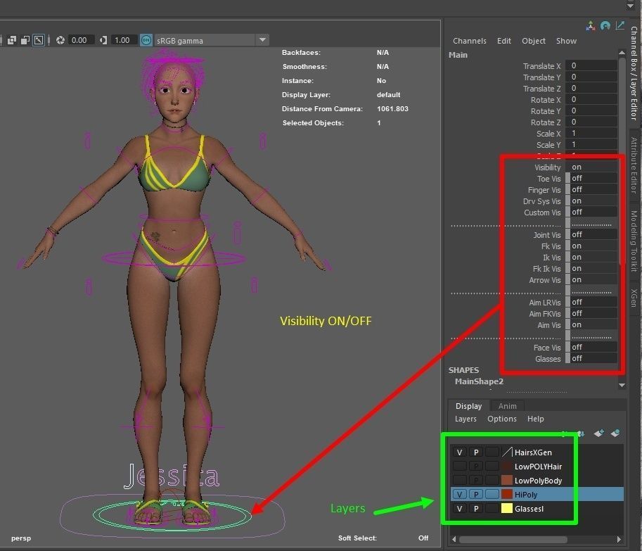 Cinematic female character Women Rigged in maya Low-poly 3D model_41