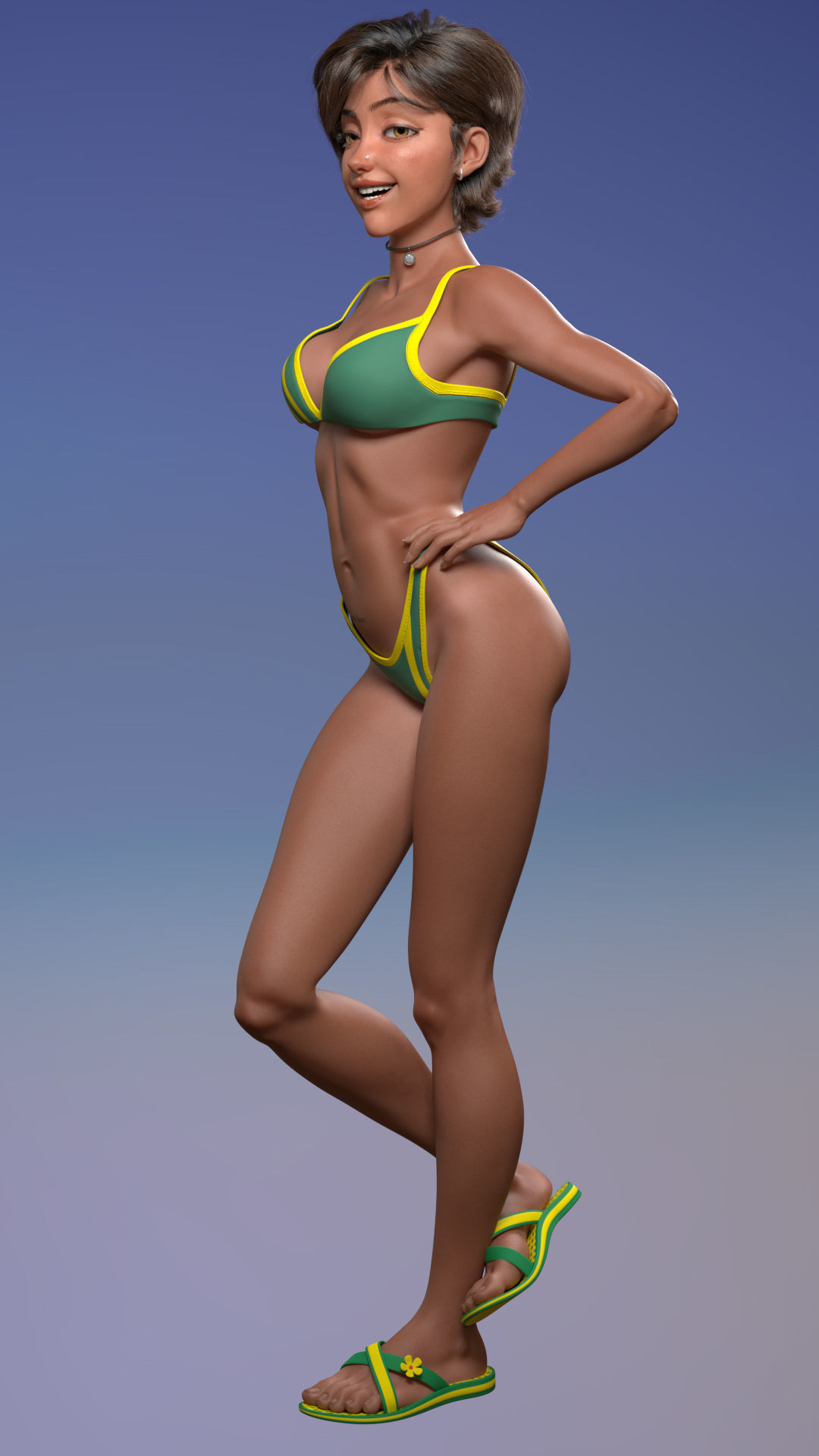 Cinematic female character Women Rigged in maya Low-poly 3D model_29