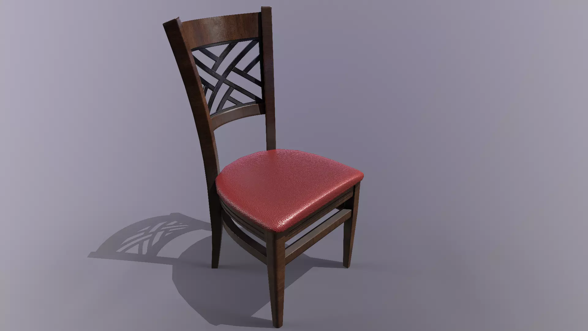 Chair-wood wooden chair with seat Low-poly 3D model_0