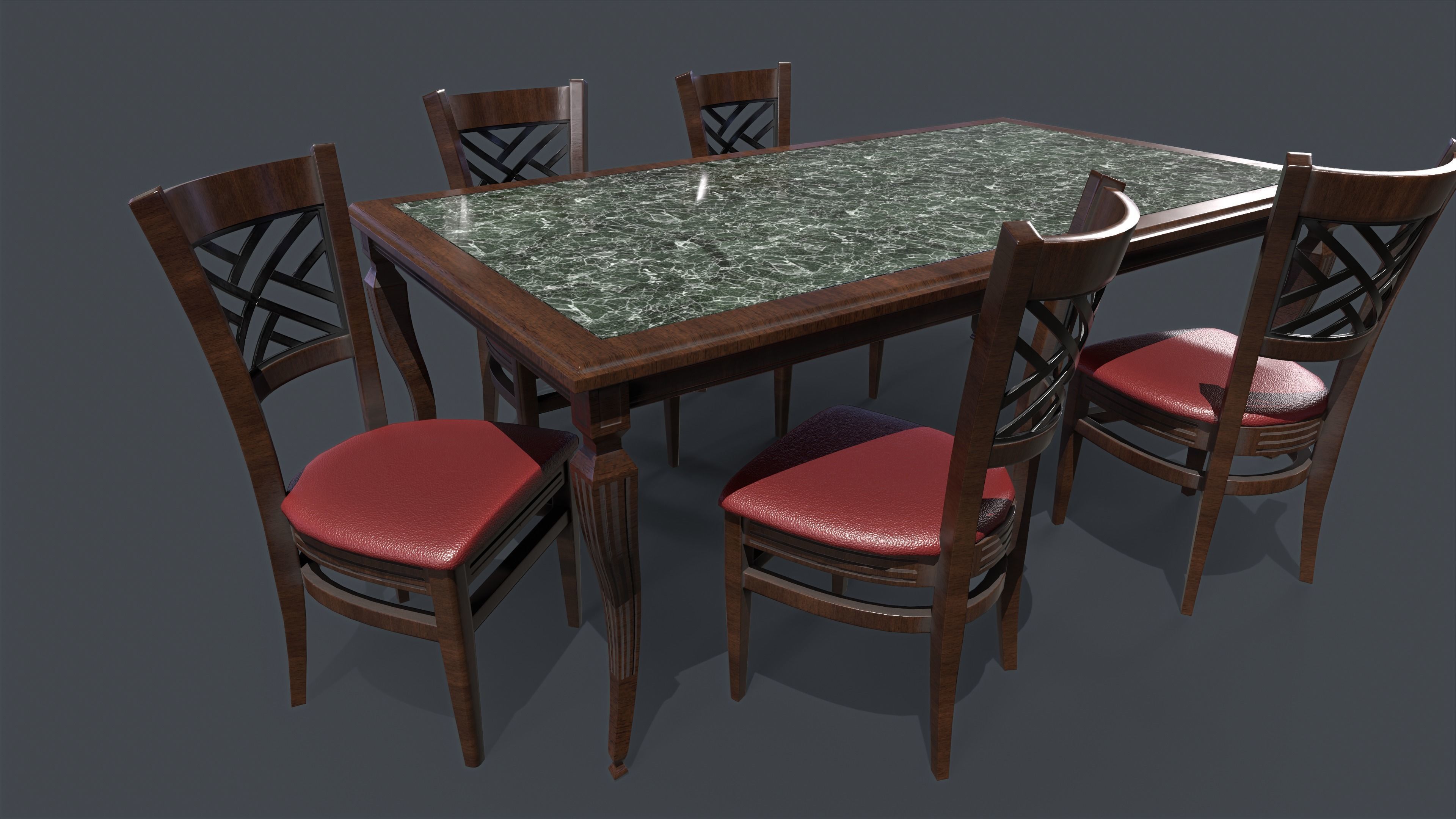 Chair-wood wooden chair with seat Low-poly 3D model_5