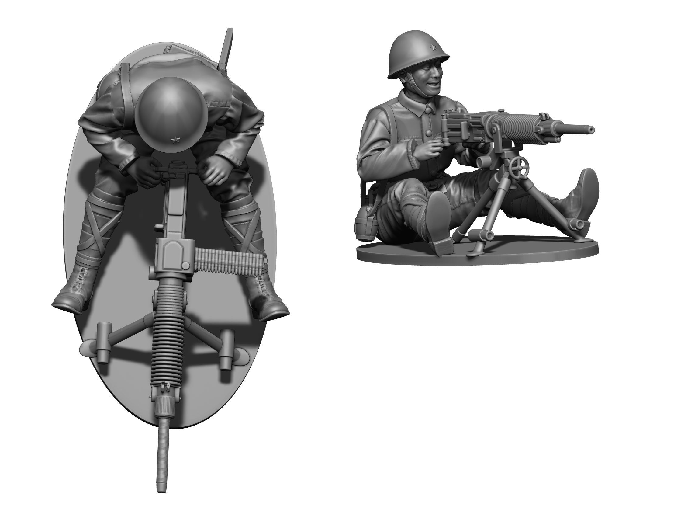 Japan soldier ww2 Type 92 3D print model_6