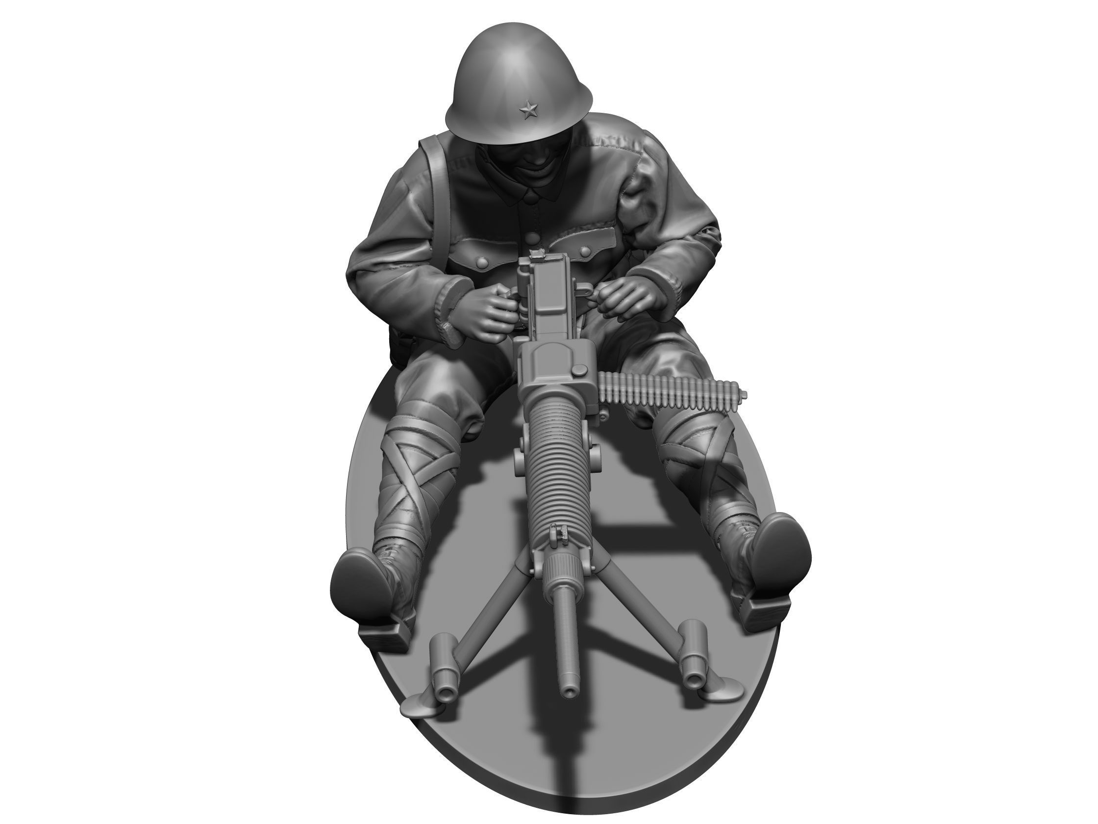 Japan soldier ww2 Type 92 3D print model_4