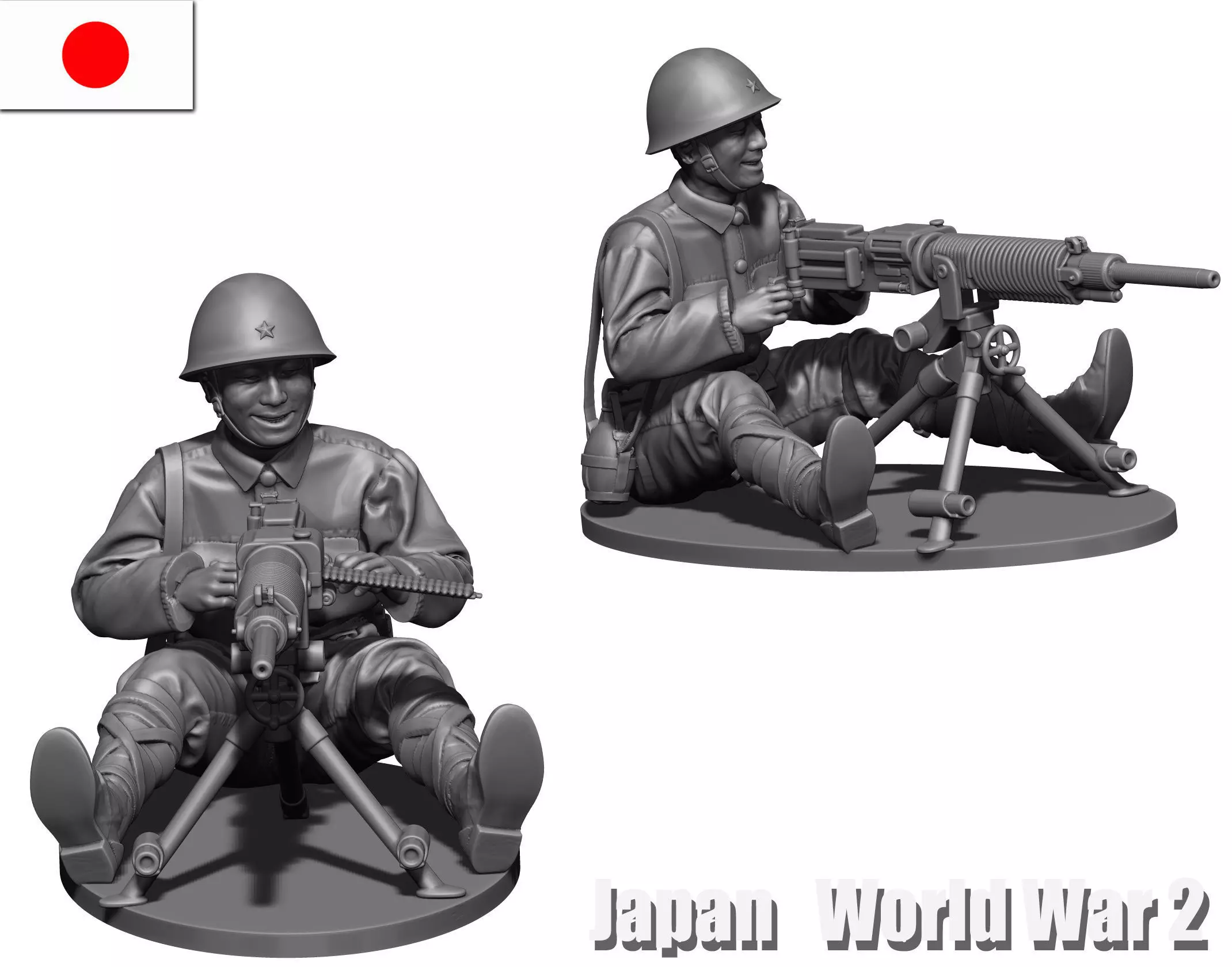 Japan soldier ww2 Type 92 3D print model_0