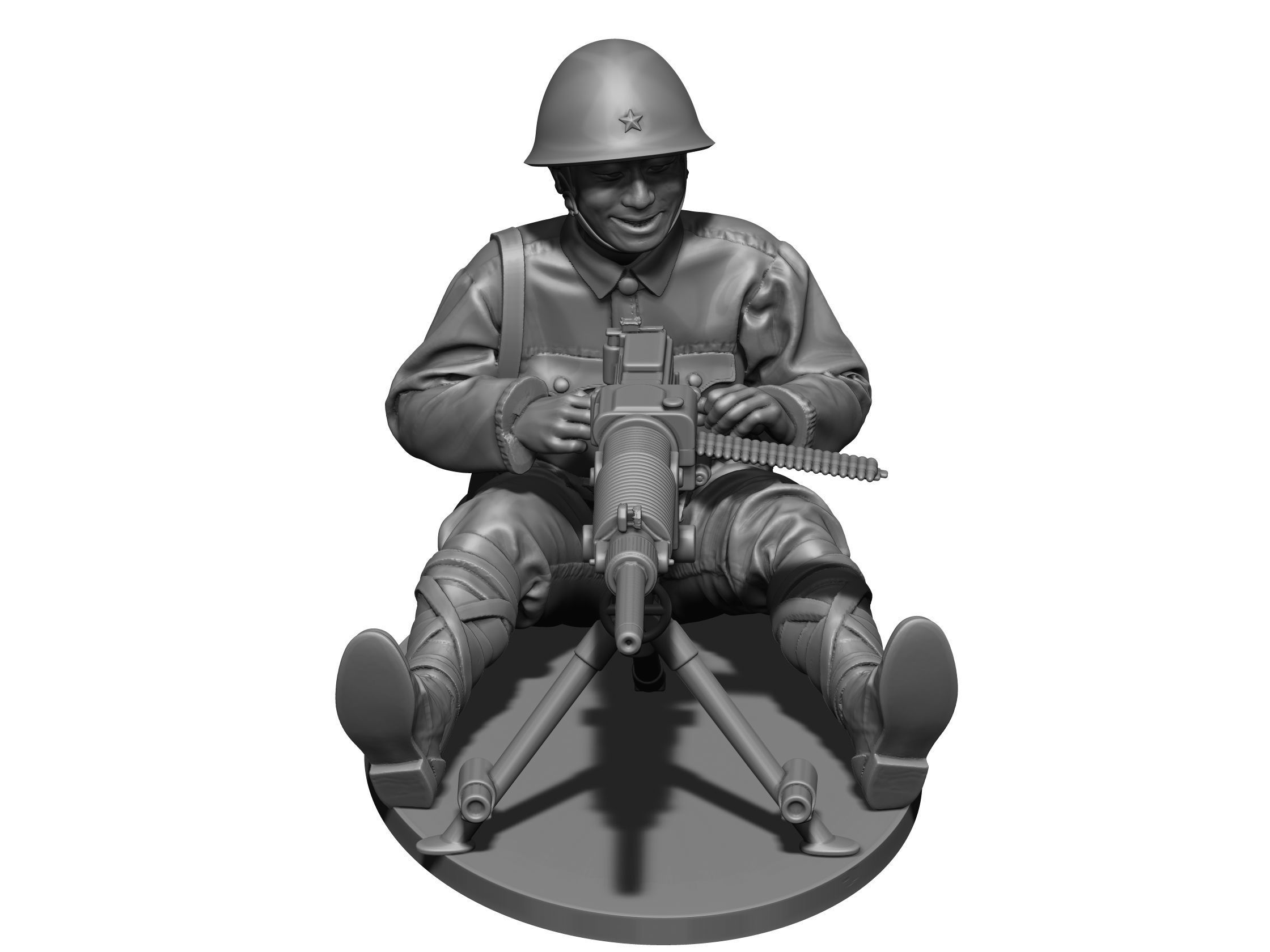 Japan soldier ww2 Type 92 3D print model_1