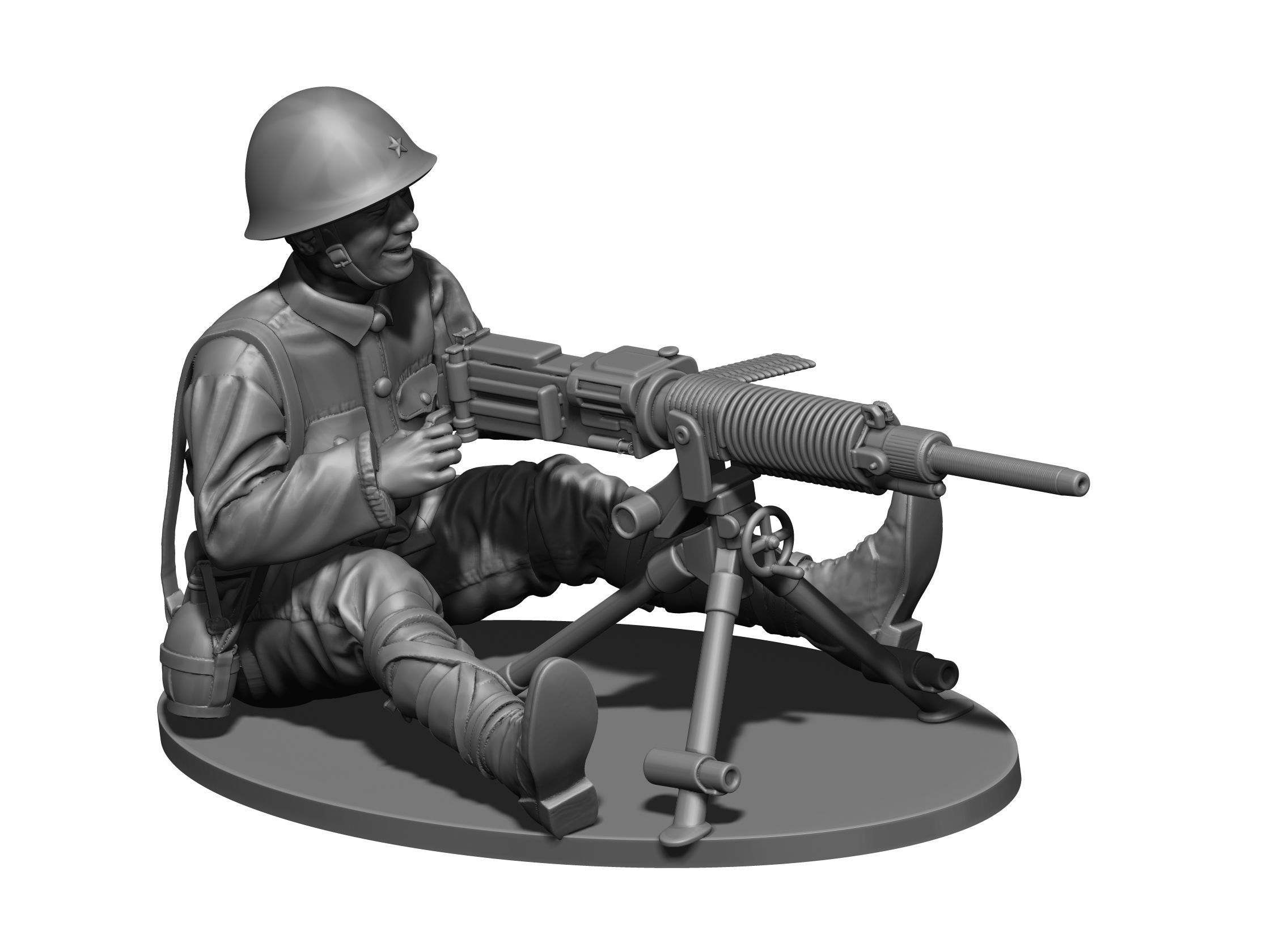 Japan soldier ww2 Type 92 3D print model_2
