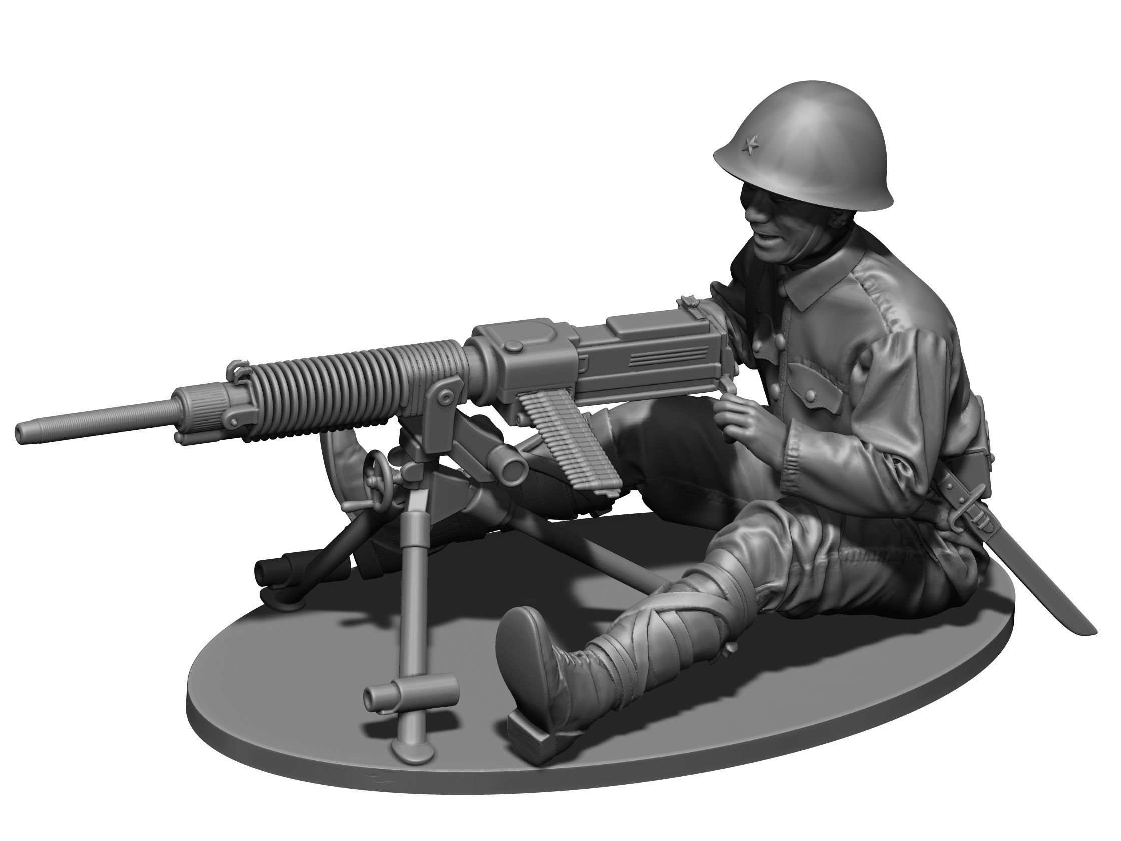 Japan soldier ww2 Type 92 3D print model_3