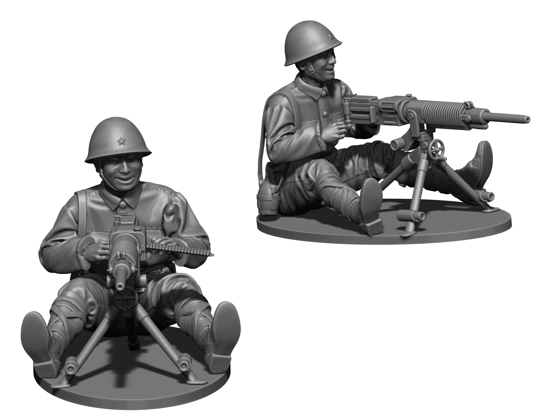 Japan soldier ww2 Type 92 3D print model_5