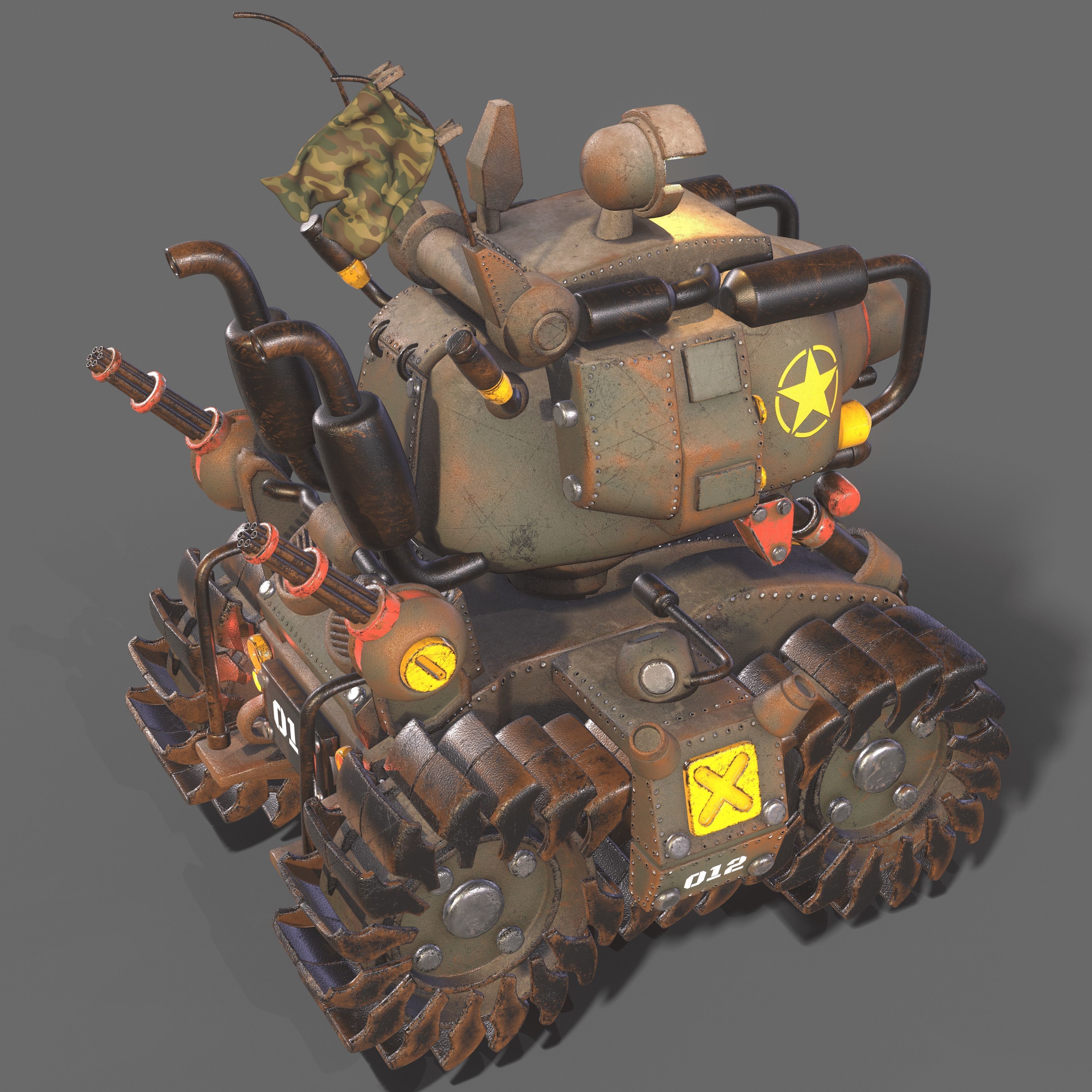 Tank 3d modeling  texturing Low-poly 3D model_3
