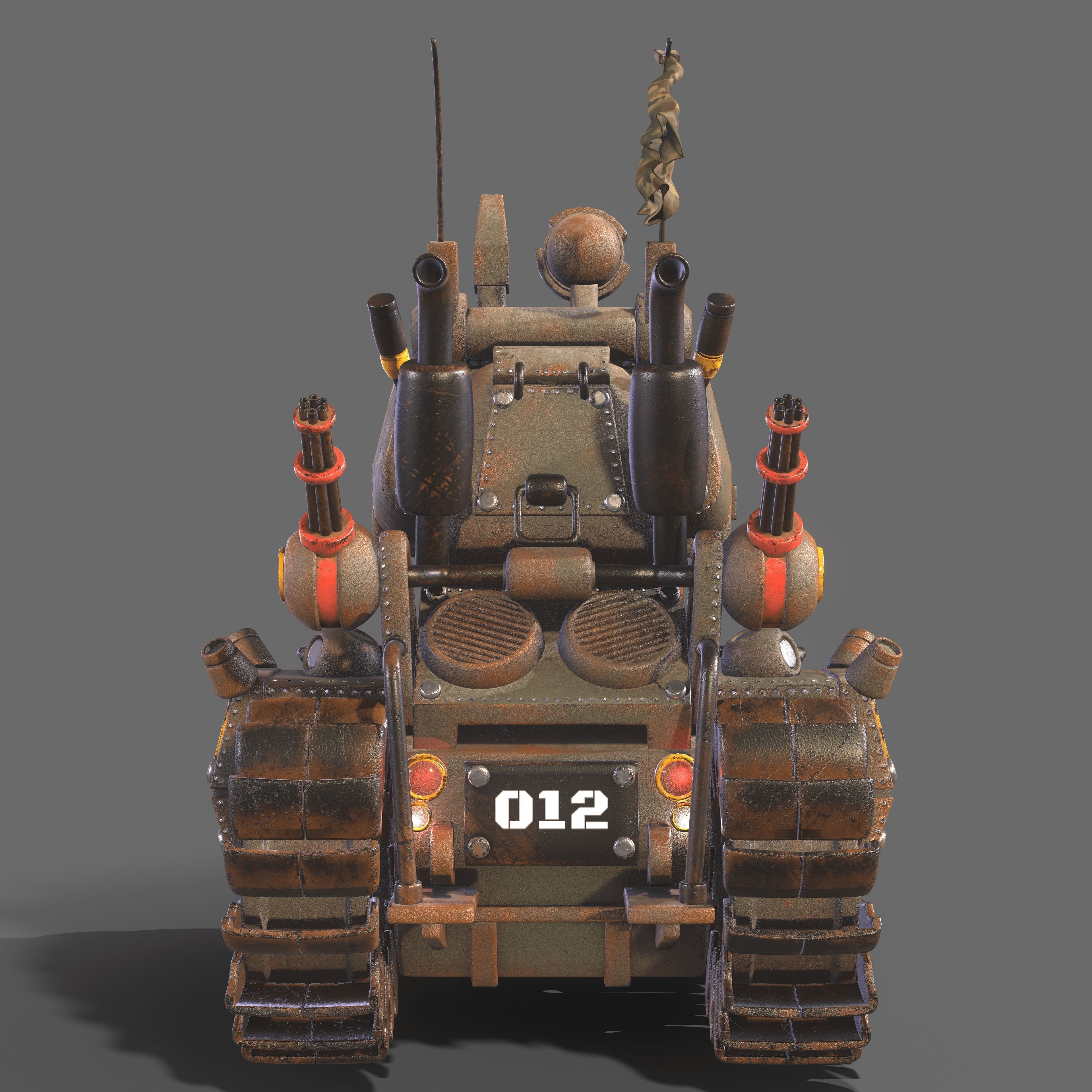 Tank 3d modeling  texturing Low-poly 3D model_2