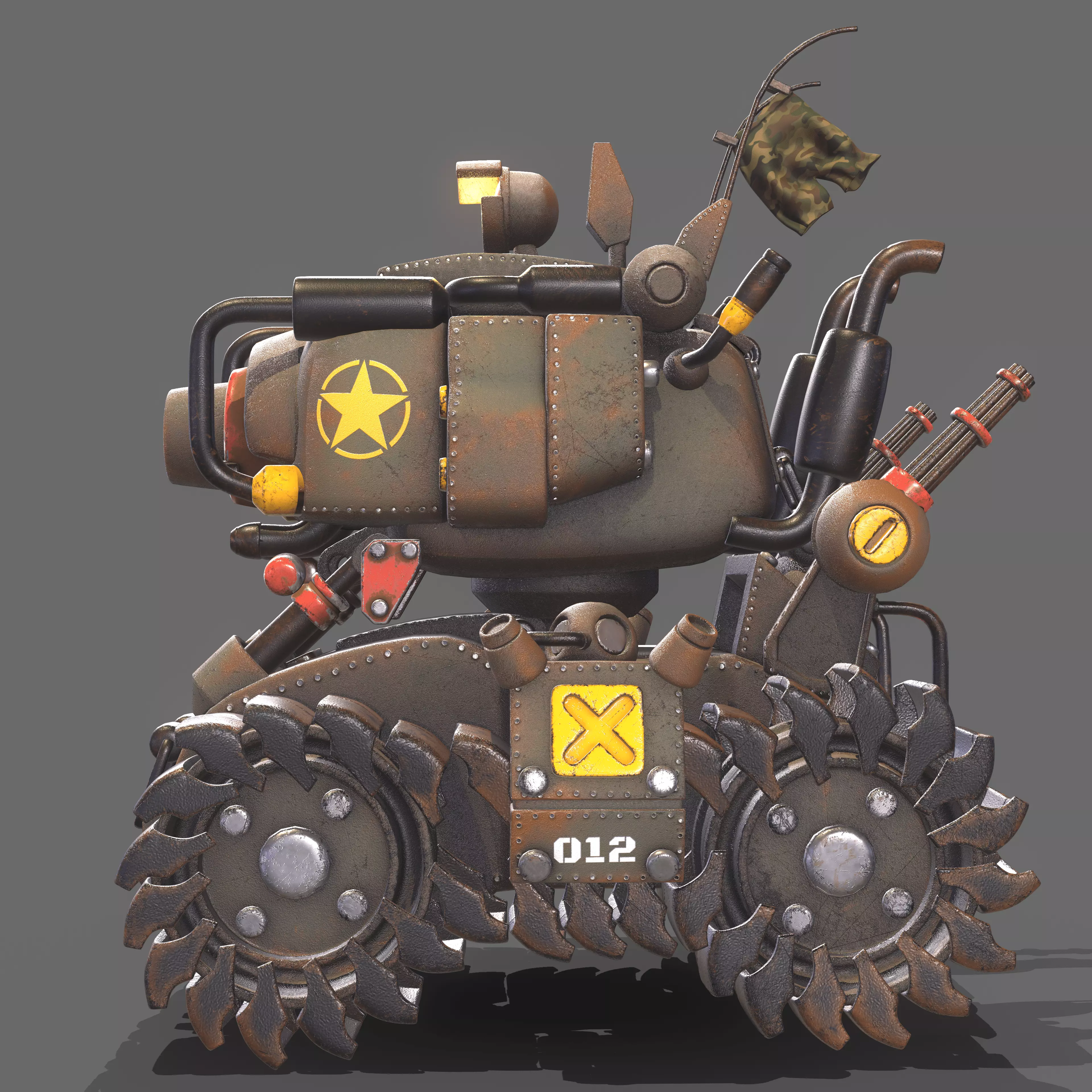 Tank 3d modeling  texturing Low-poly 3D model_0