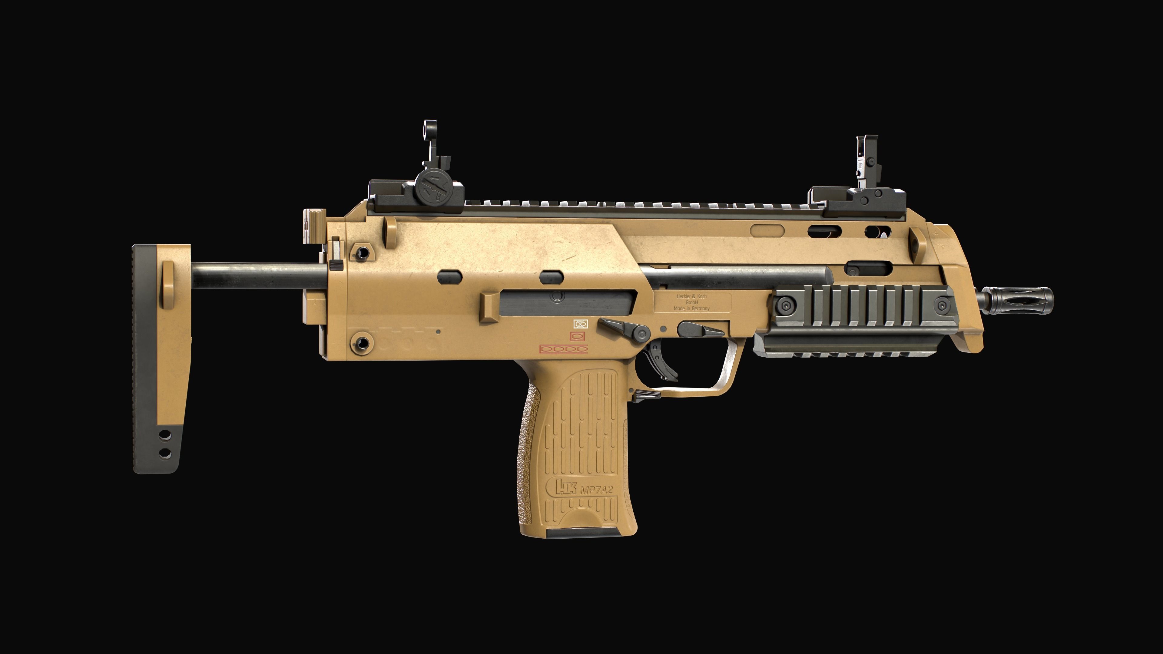 Modular SMG HK MP7A2 Low-poly 3D model_9