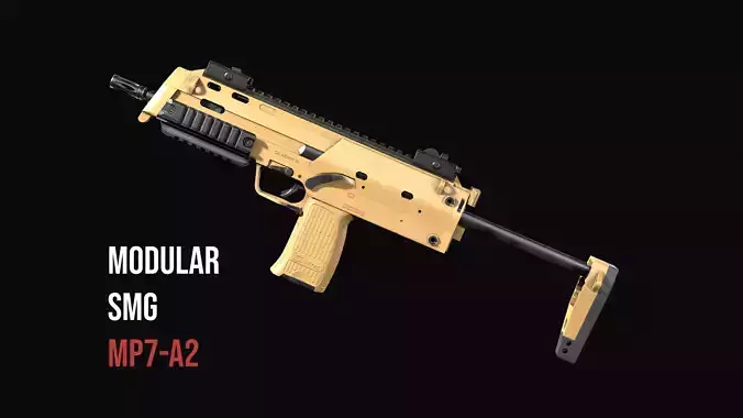 Modular SMG HK MP7A2 Low-poly 3D model