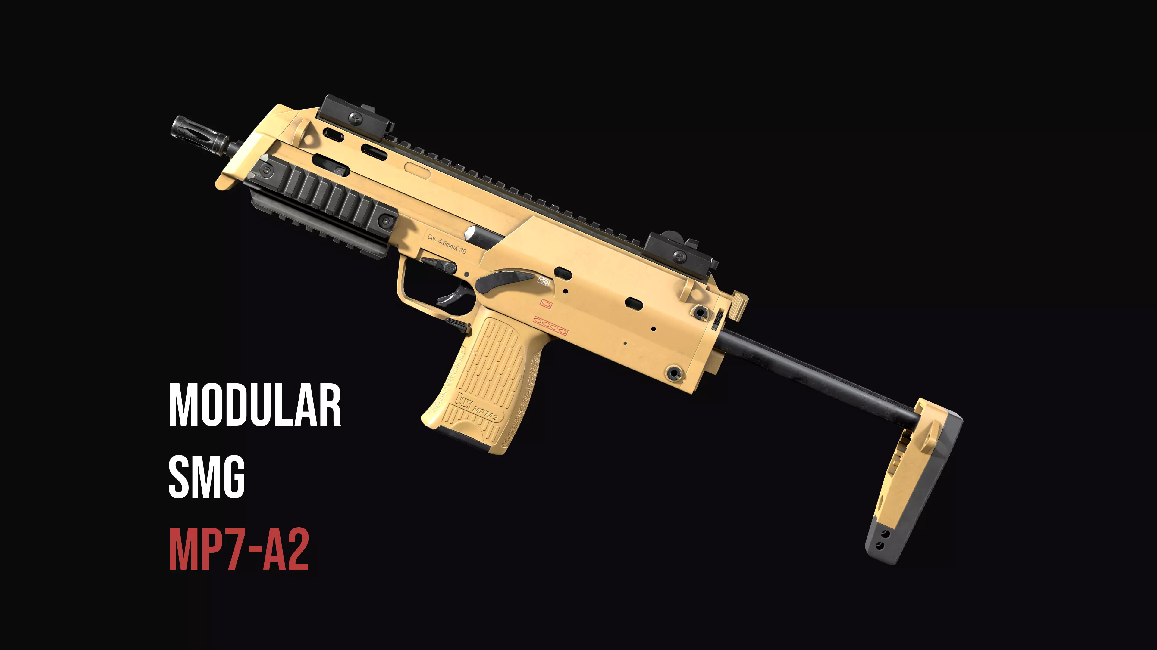 Modular SMG HK MP7A2 Low-poly 3D model_0