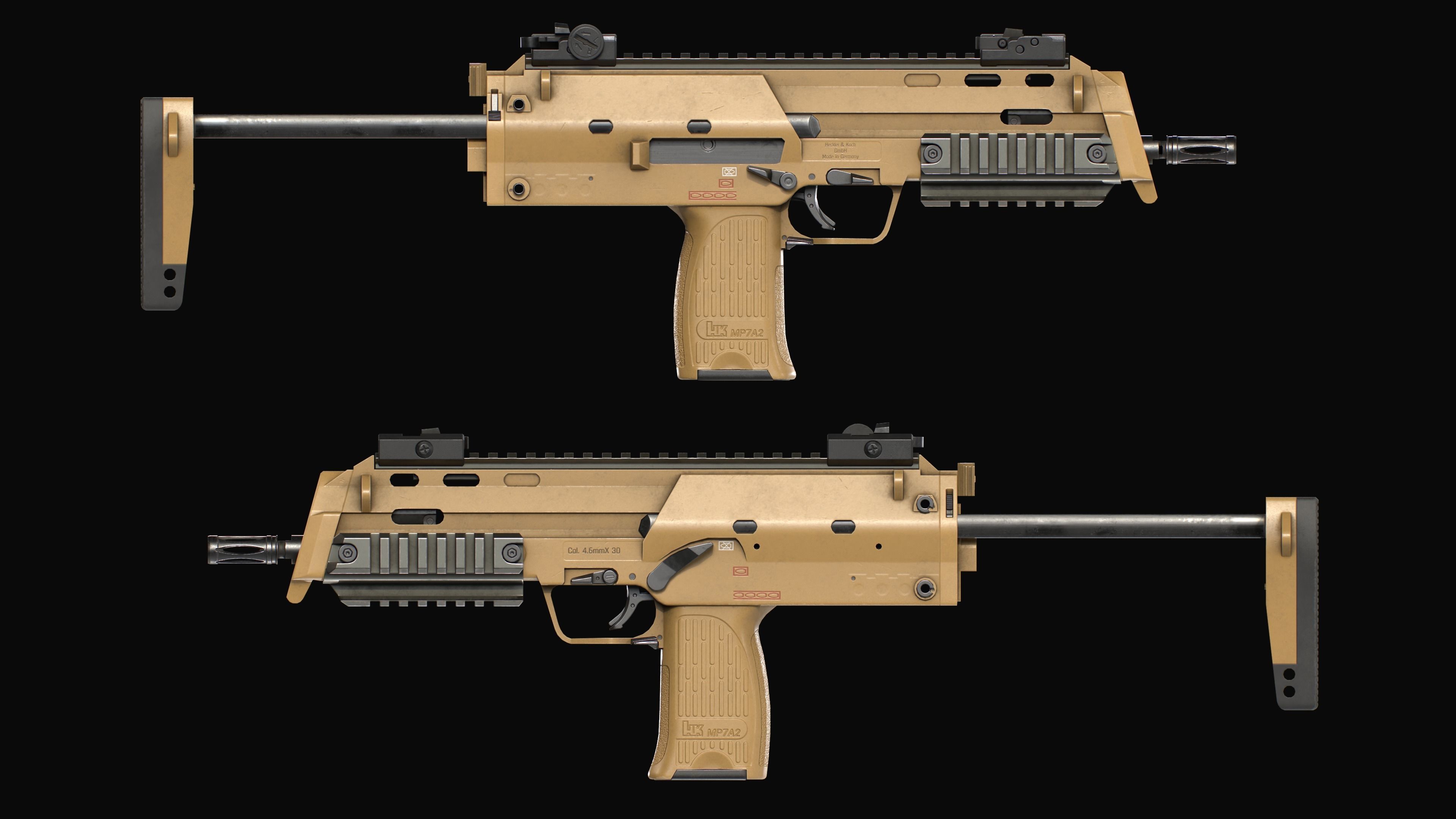 Modular SMG HK MP7A2 Low-poly 3D model_32