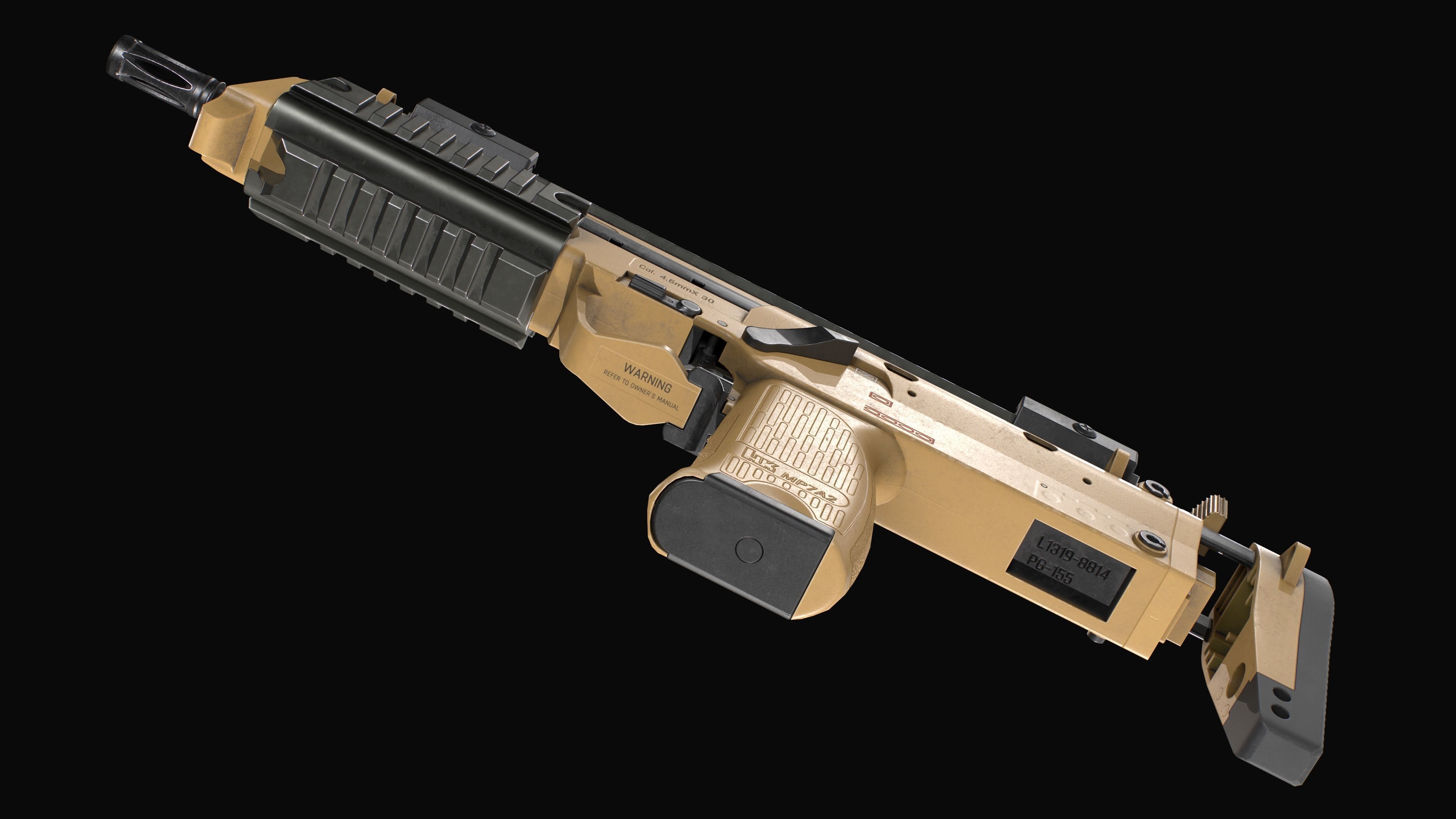 Modular SMG HK MP7A2 Low-poly 3D model_18