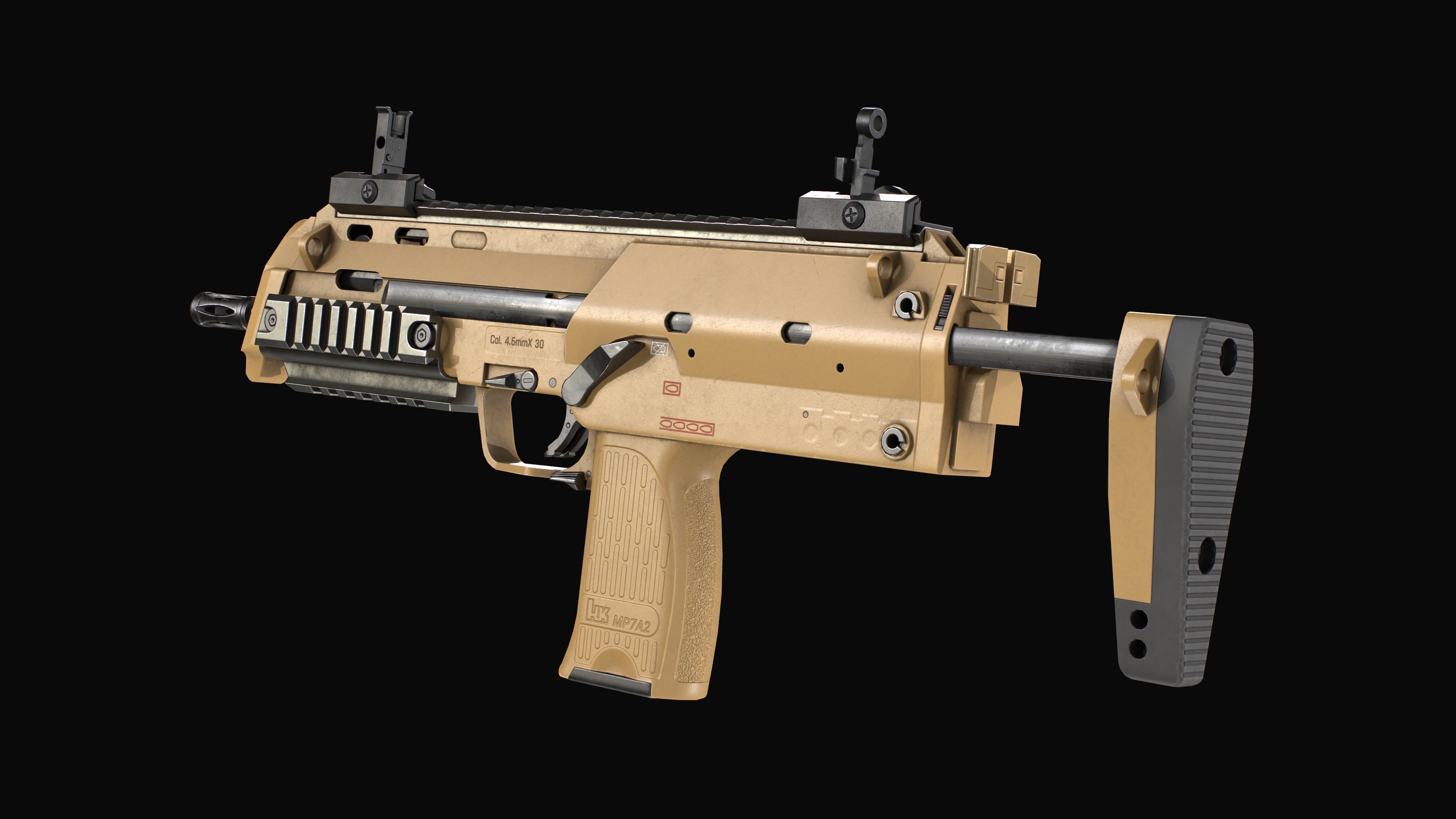 Modular SMG HK MP7A2 Low-poly 3D model_12