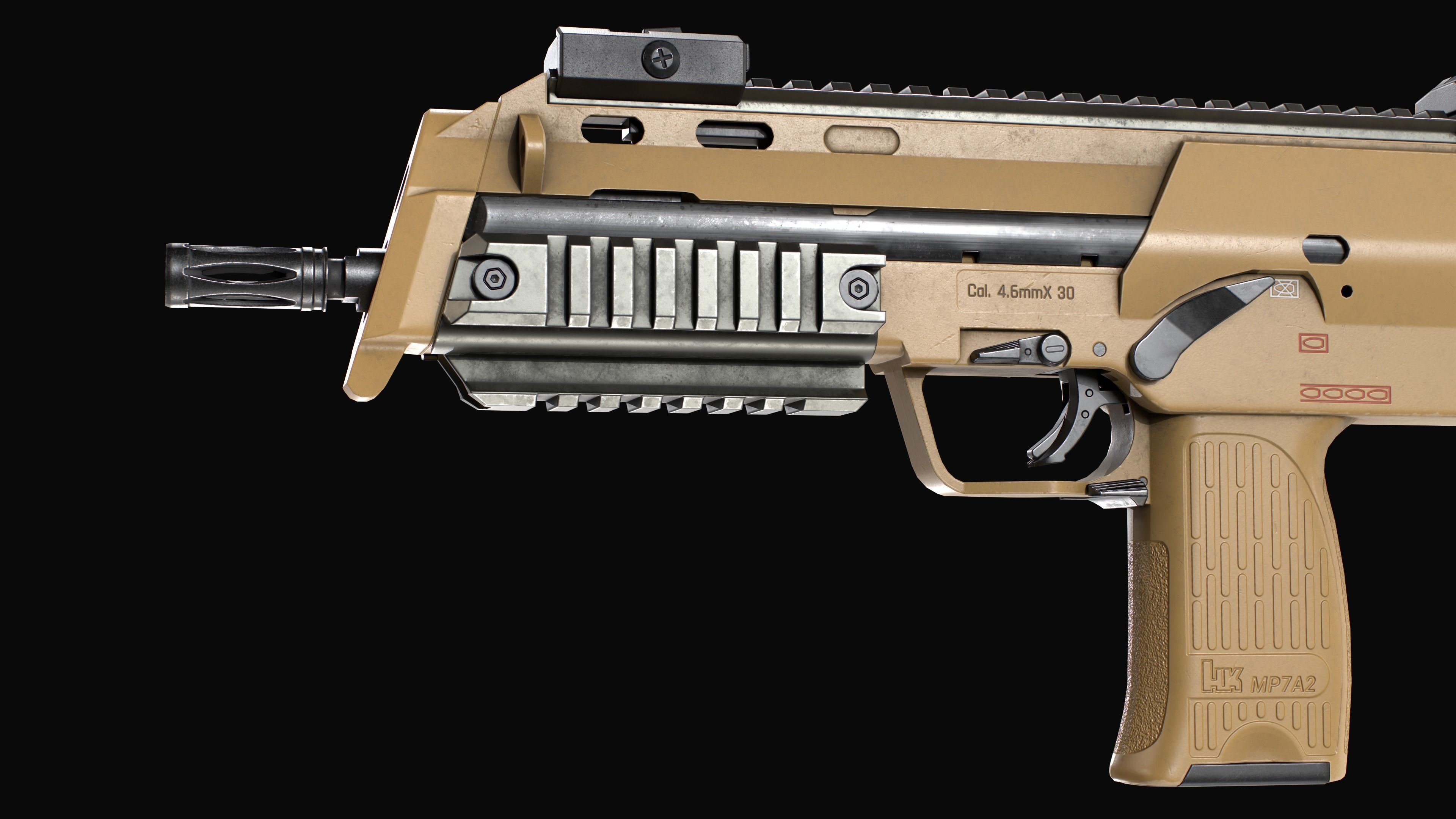 Modular SMG HK MP7A2 Low-poly 3D model_19