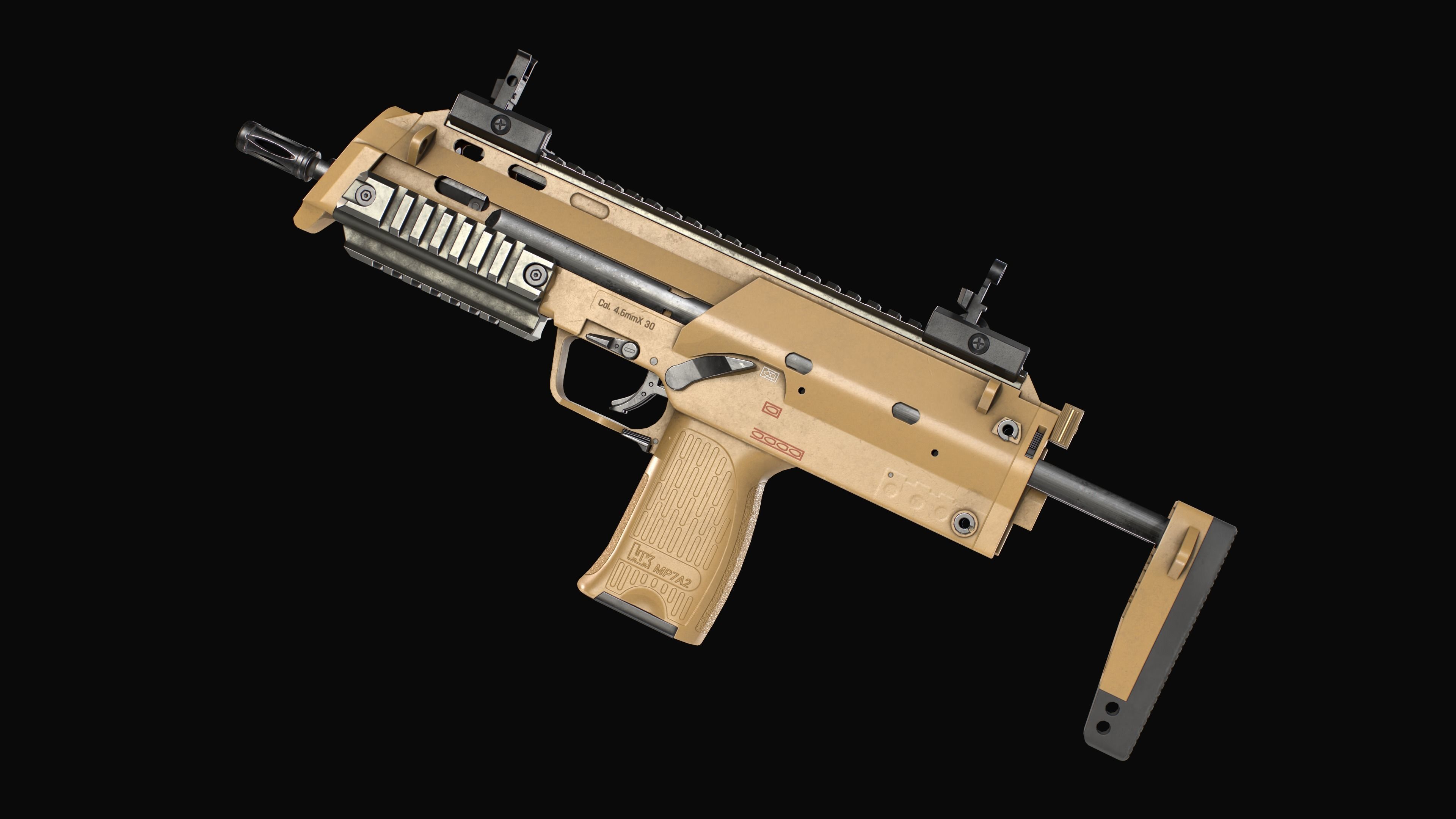 Modular SMG HK MP7A2 Low-poly 3D model_10