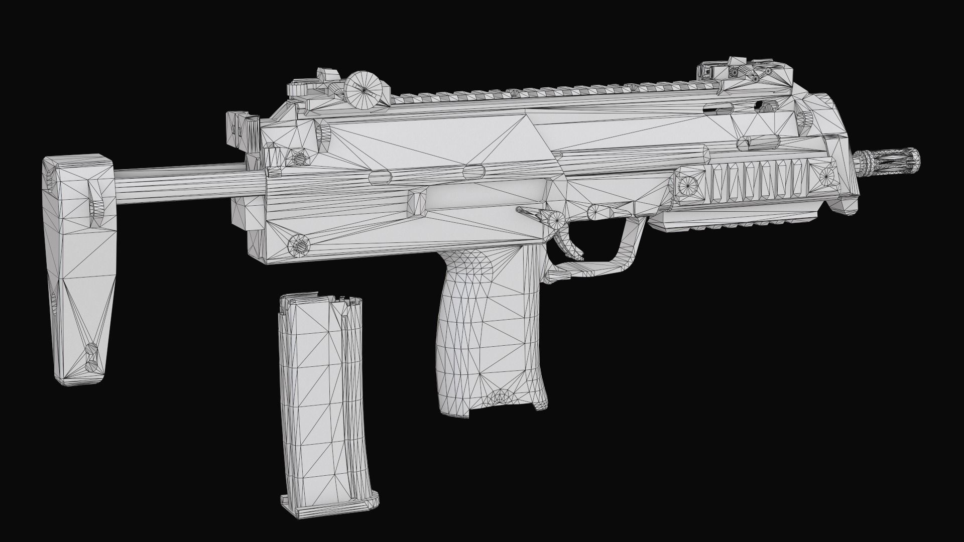 Modular SMG HK MP7A2 Low-poly 3D model_38