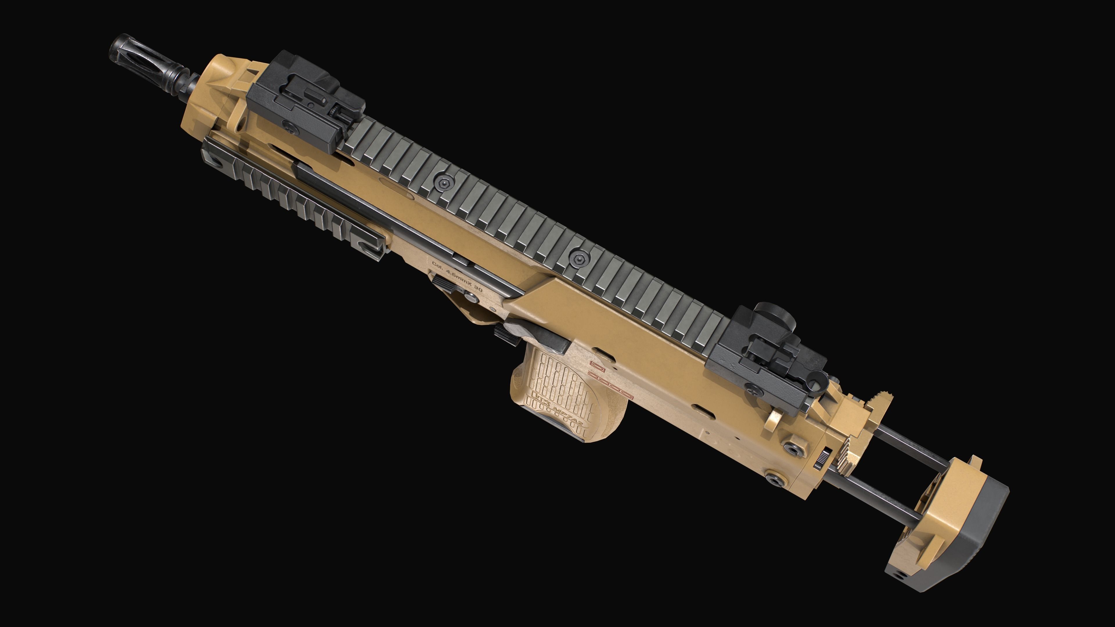 Modular SMG HK MP7A2 Low-poly 3D model_16