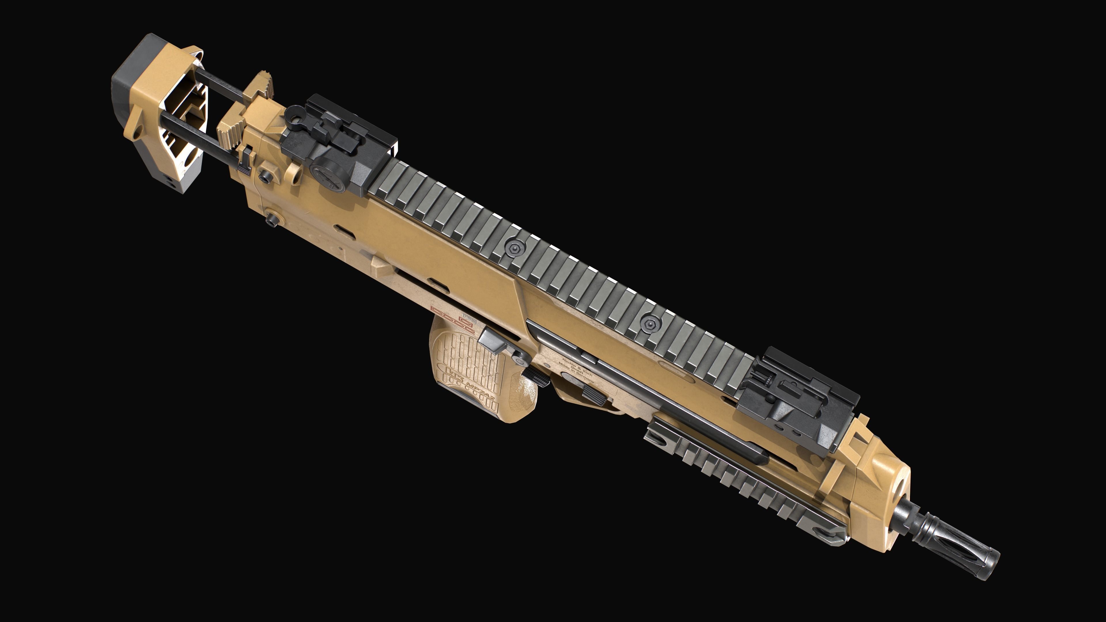 Modular SMG HK MP7A2 Low-poly 3D model_17