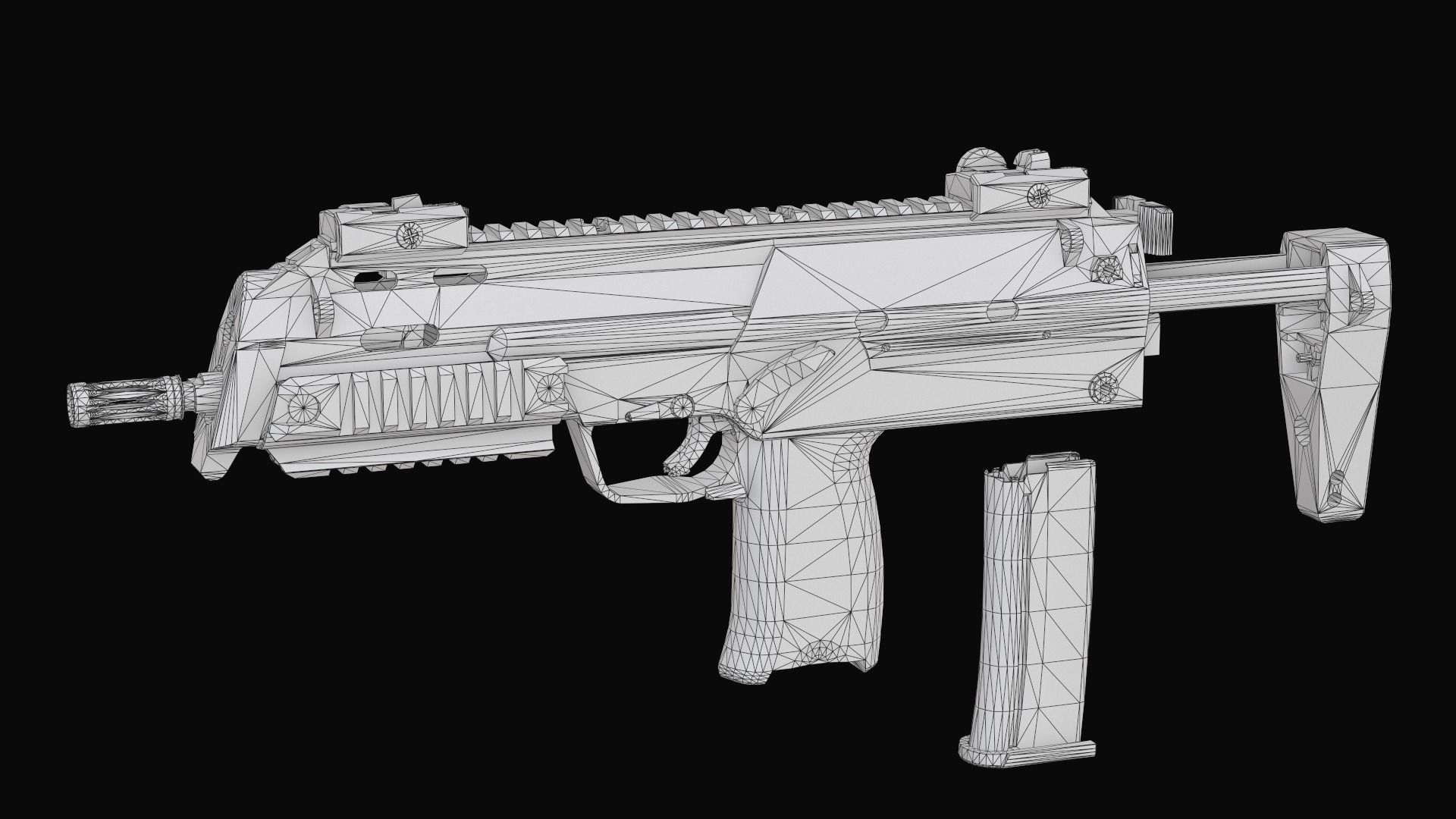 Modular SMG HK MP7A2 Low-poly 3D model_37