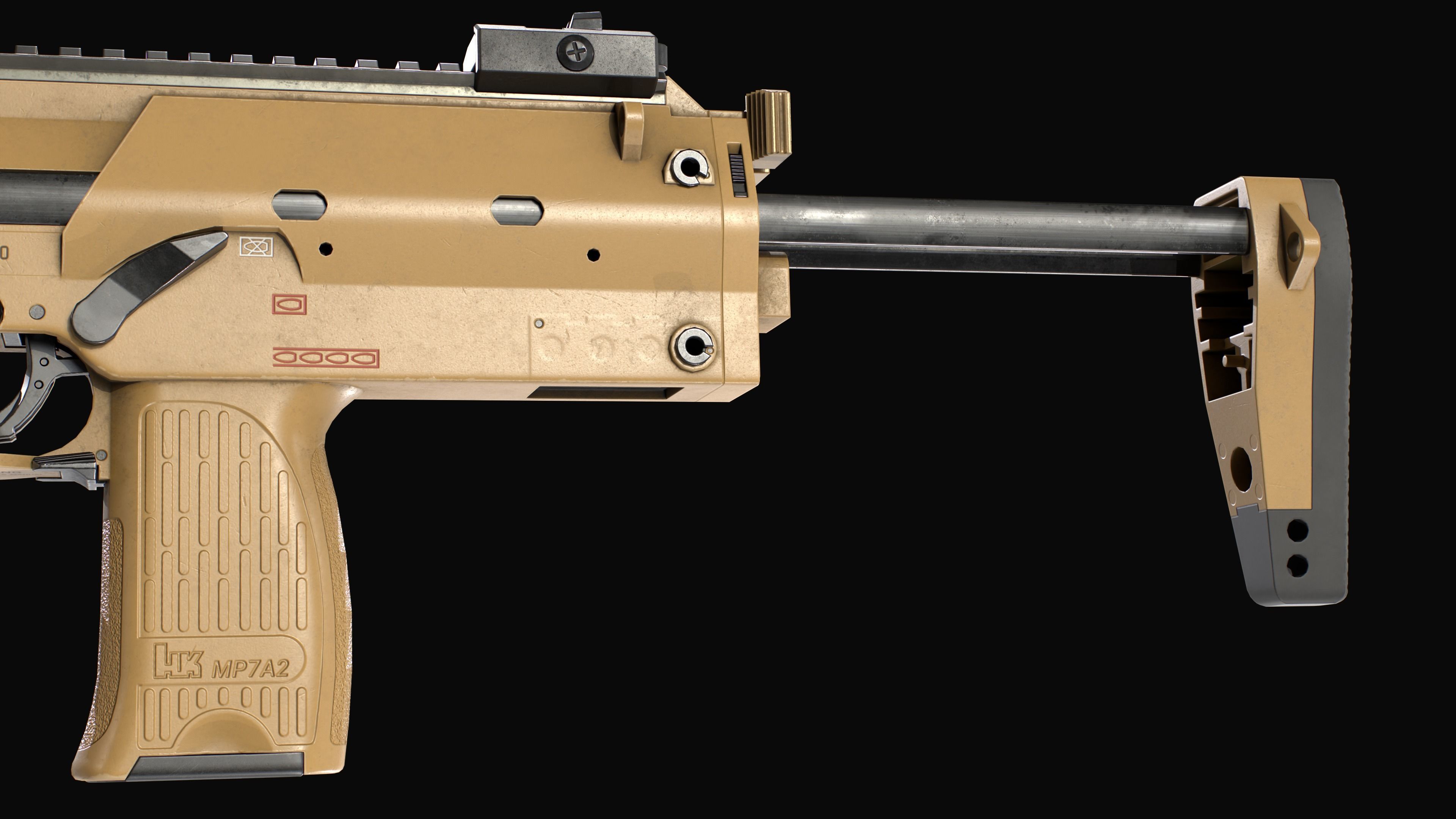 Modular SMG HK MP7A2 Low-poly 3D model_20