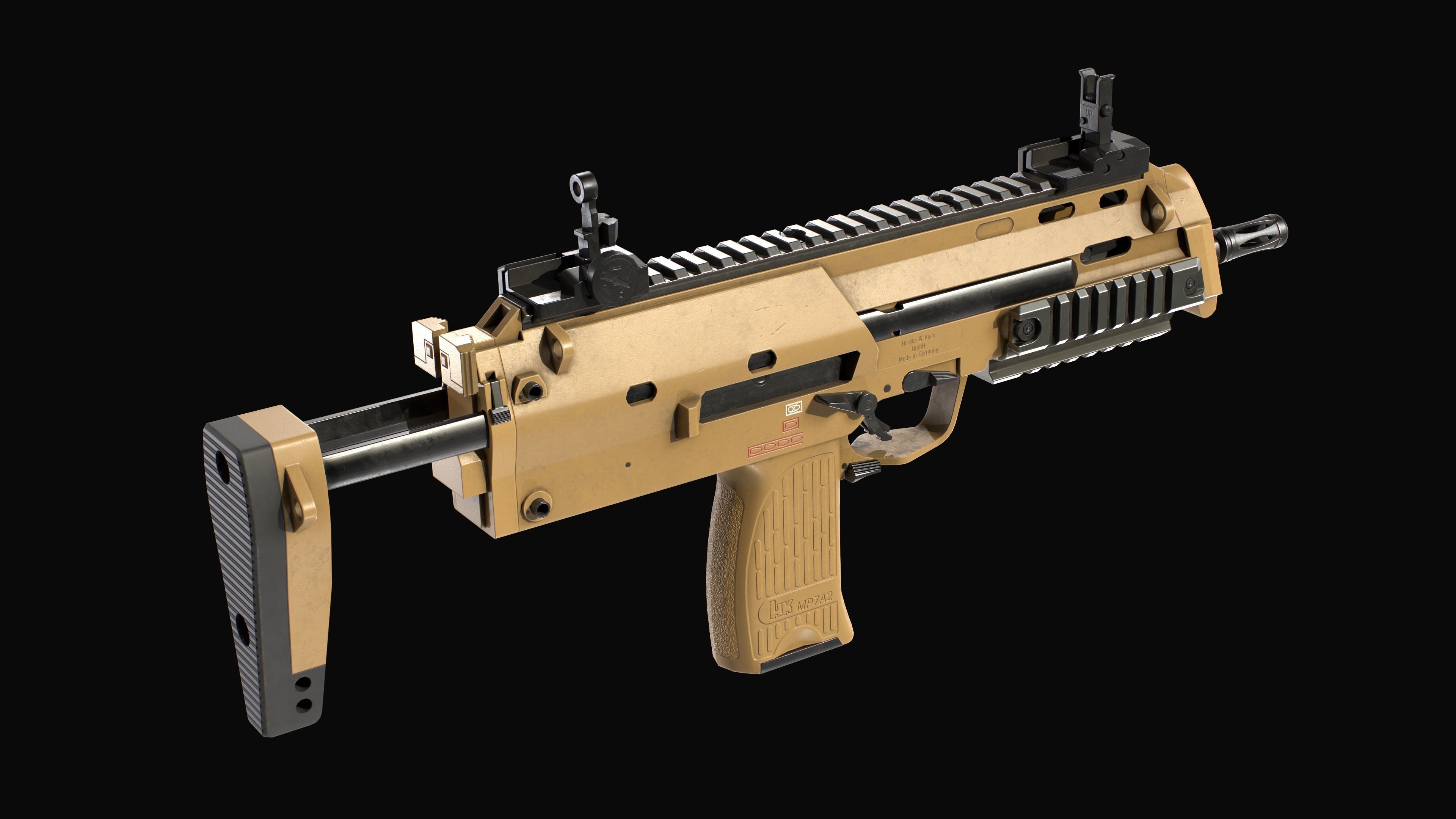 Modular SMG HK MP7A2 Low-poly 3D model_15