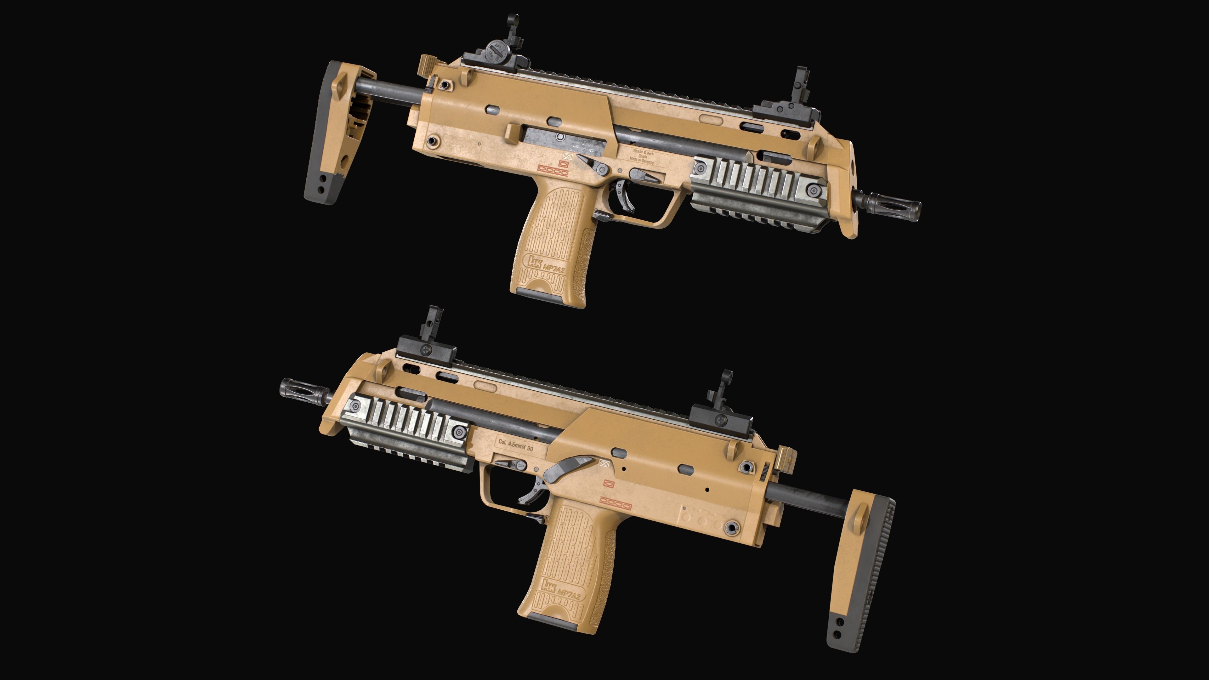 Modular SMG HK MP7A2 Low-poly 3D model_7