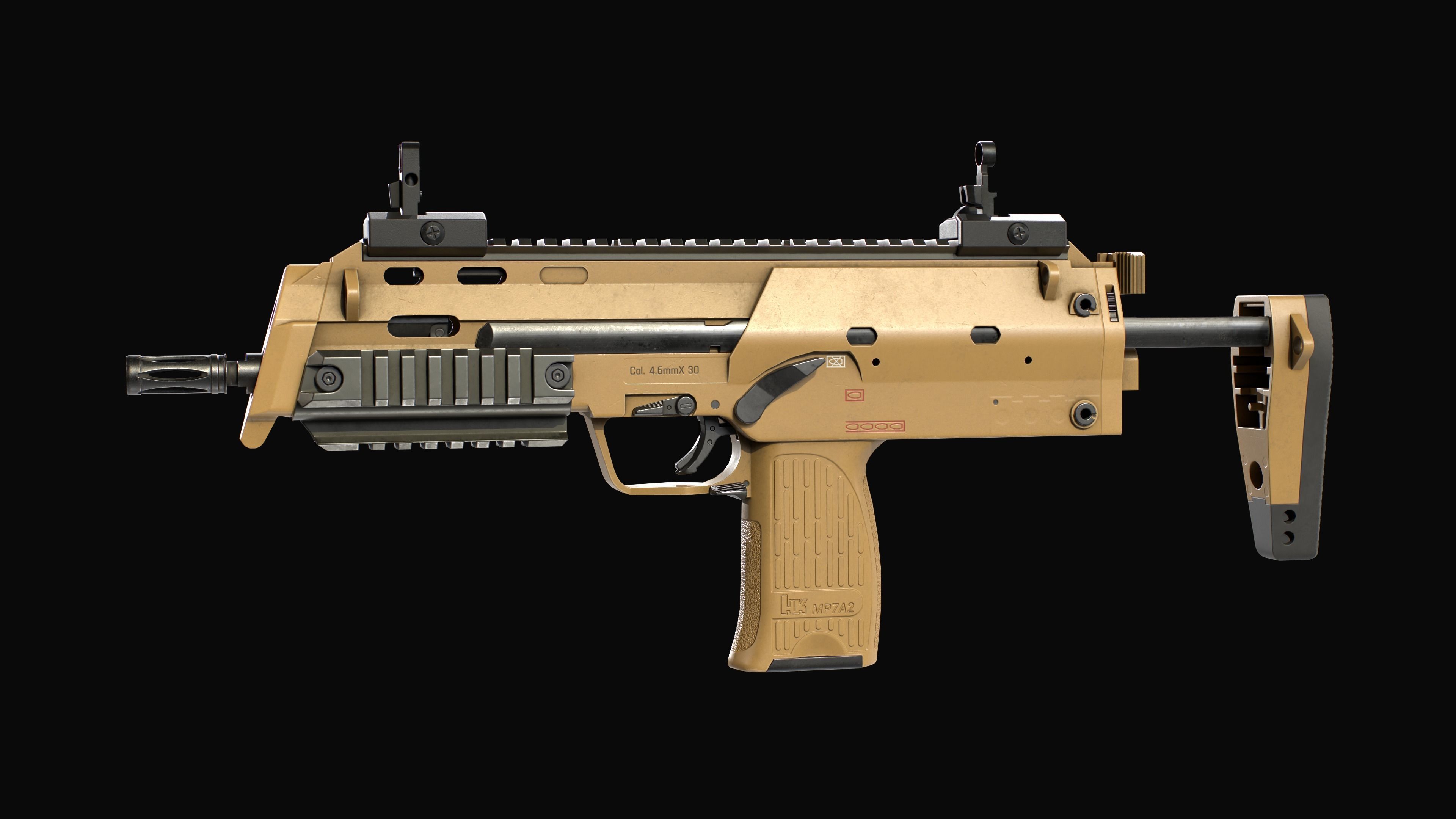 Modular SMG HK MP7A2 Low-poly 3D model_8