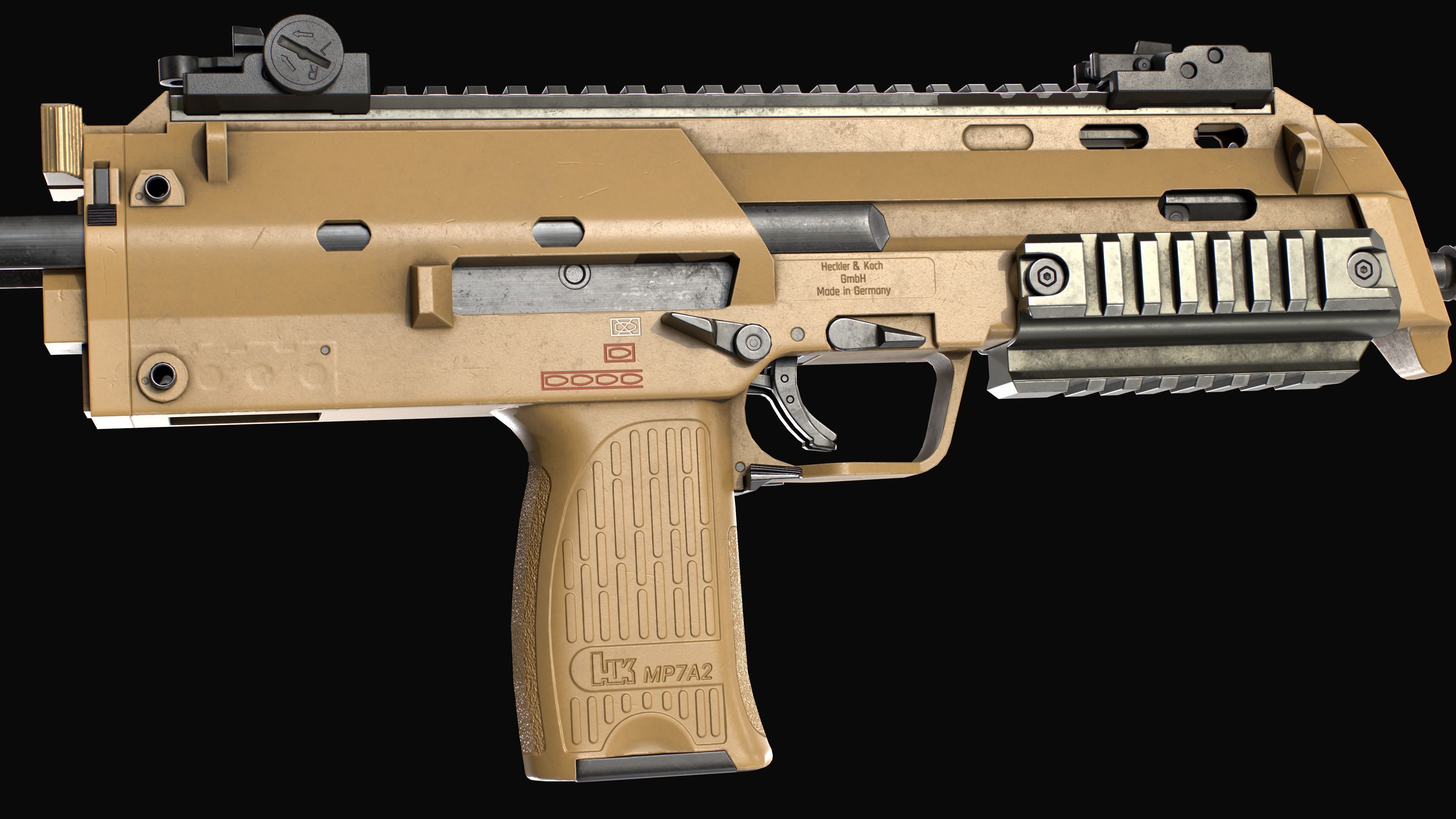 Modular SMG HK MP7A2 Low-poly 3D model_21